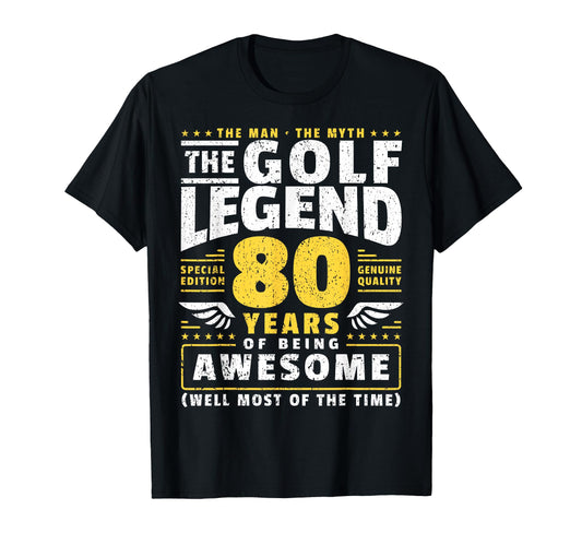 80Th Birthday Golf Player 80 Years Old T-Shirt - Minimalist Print Unisex - T-Shirt, Sweatshirt, Hoodie