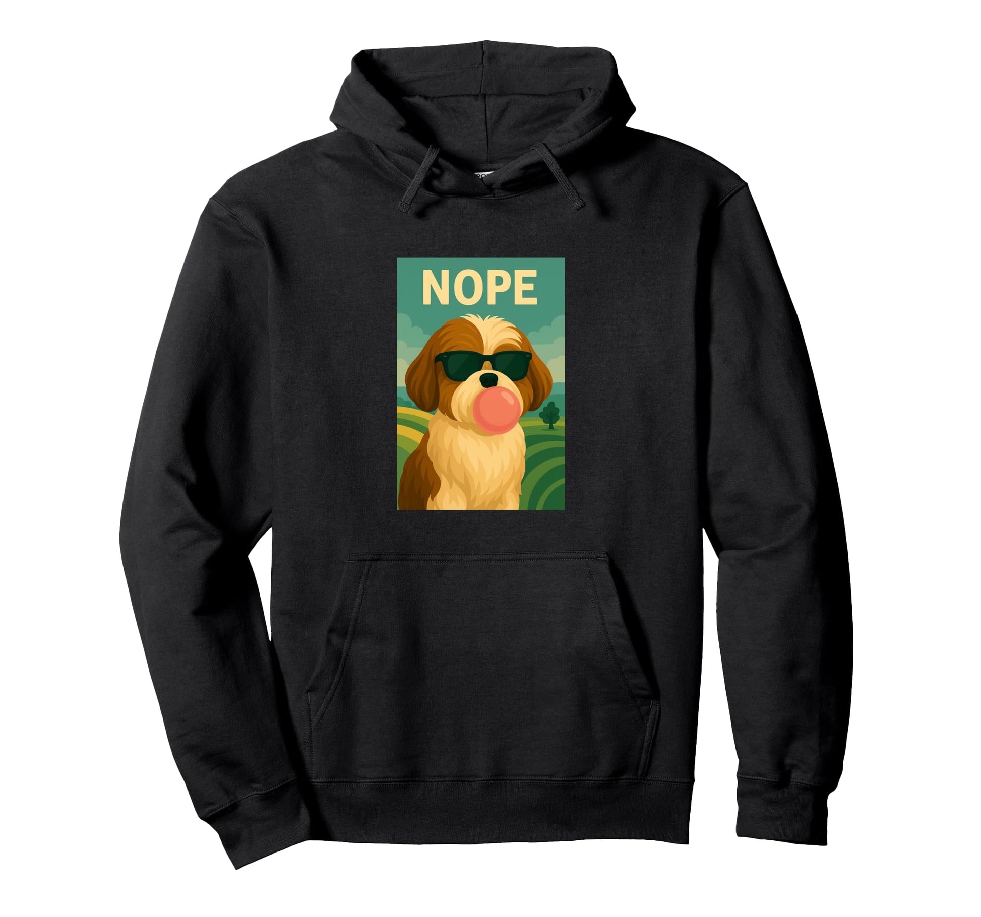 Shih Tzu Nope Chewing Gum Bubble Pop Hoodie - Custom Art Print for Adults - T-Shirt, Sweatshirt, Hoodie