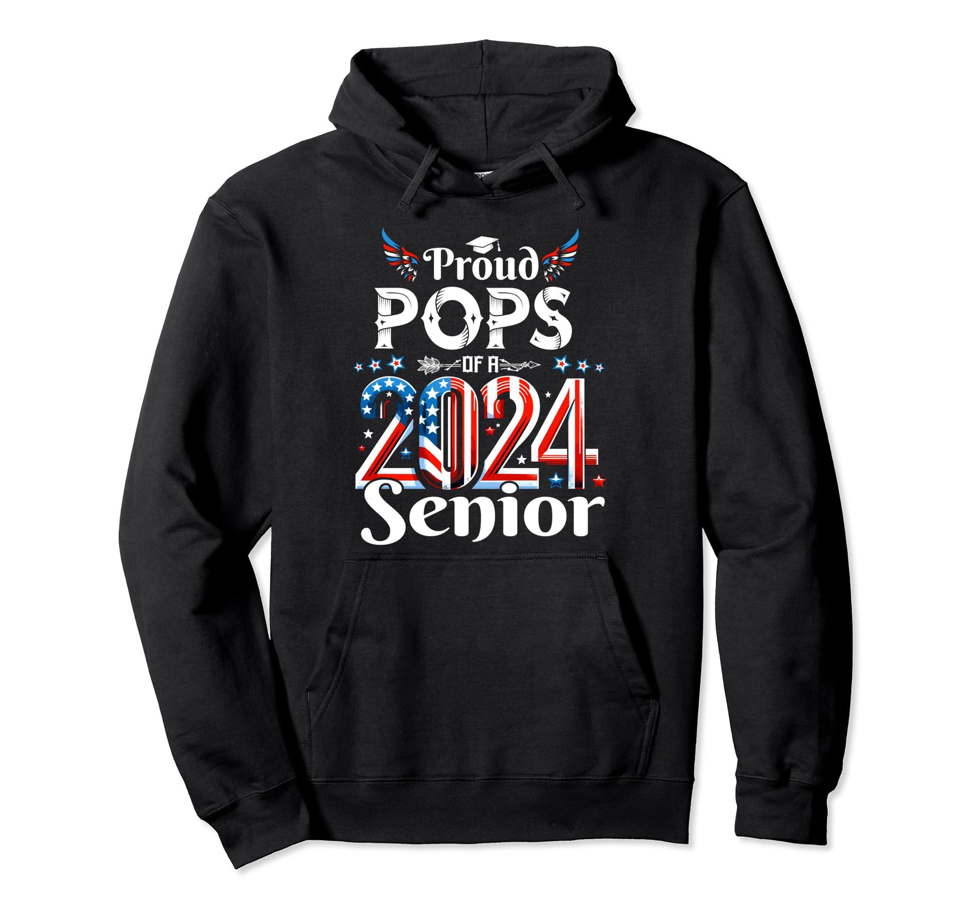 Senior 2024 Pops Graduate Usa Hoodie - Casual Everyday Wear for Adults - T-Shirt, Sweatshirt, Hoodie