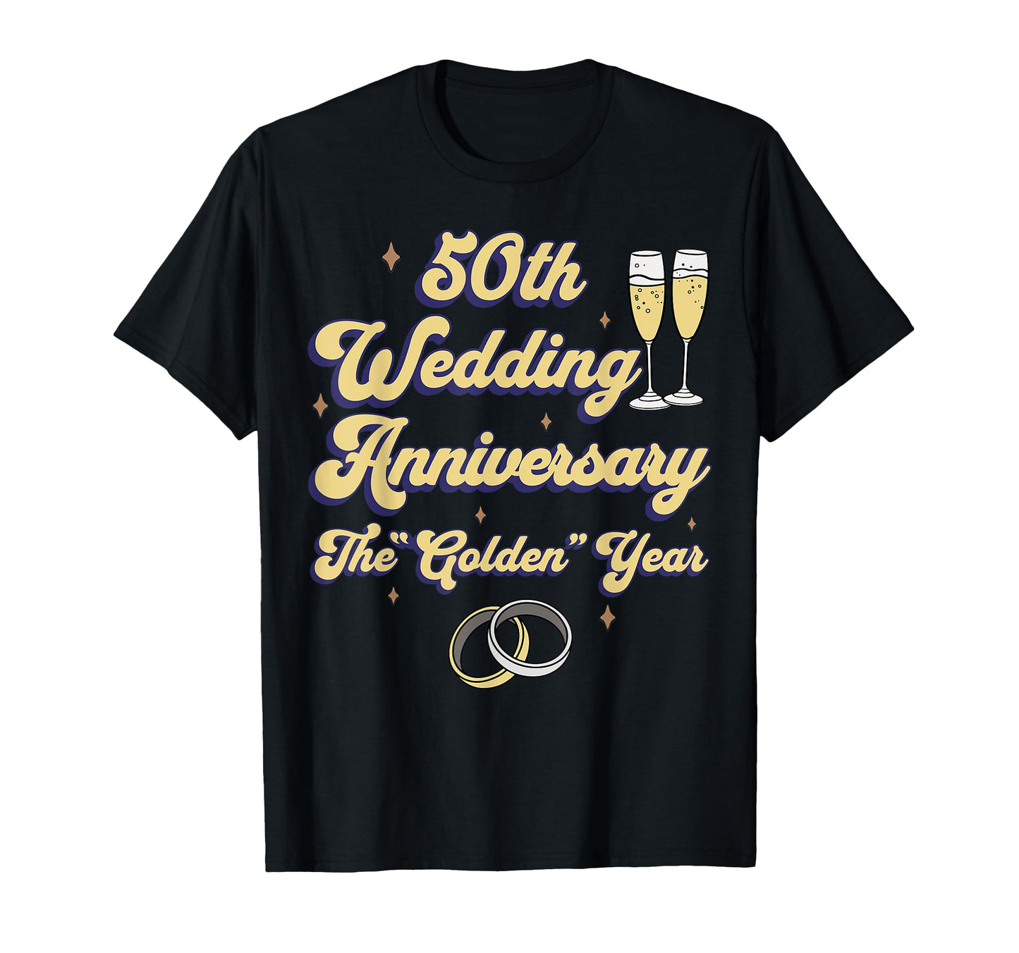 50Th Year Wedding Anniversary Golden T-Shirt - Aesthetic Graphic Unisex - T-Shirt, Sweatshirt, Hoodie