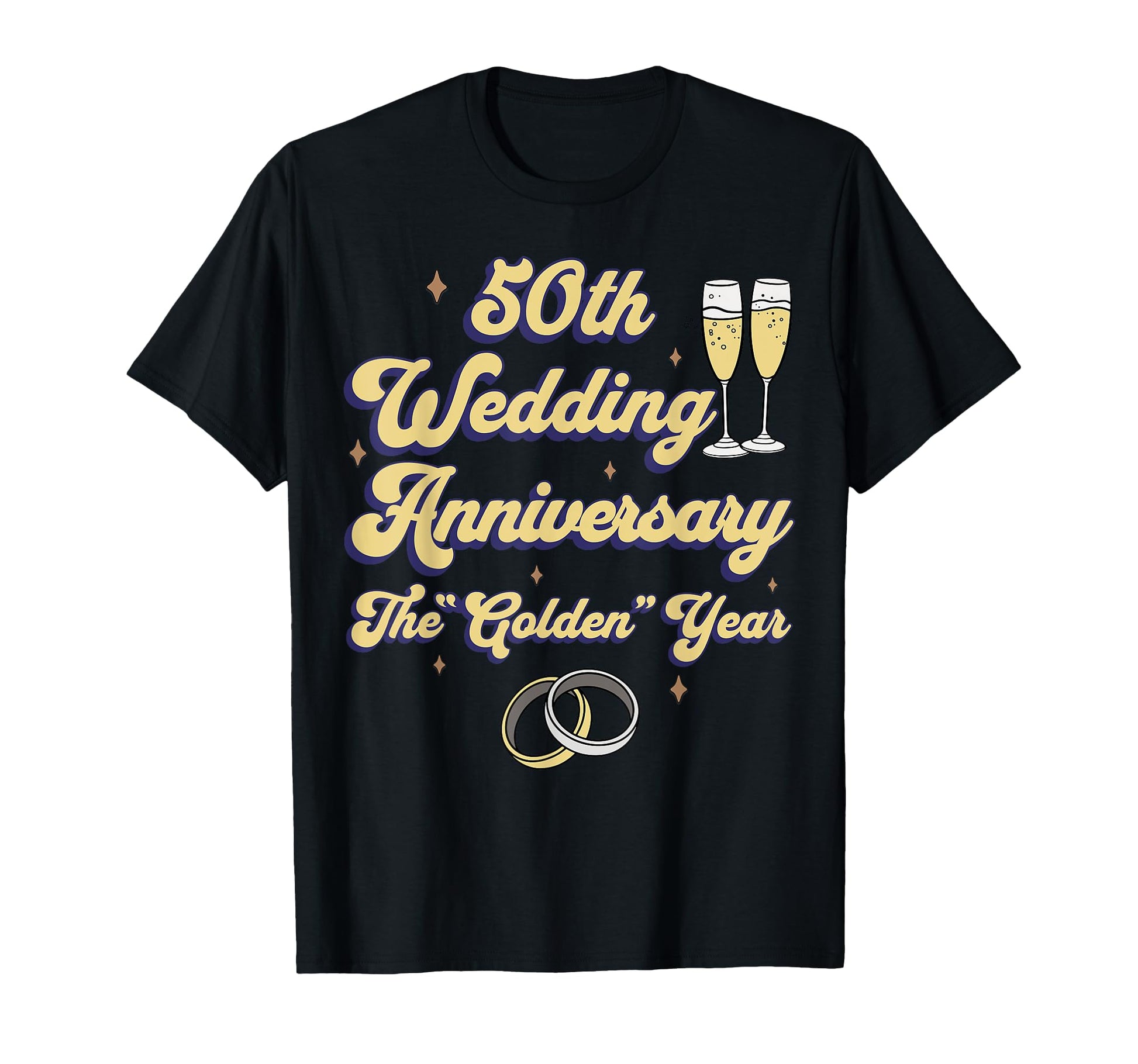 50Th Year Wedding Anniversary Golden T-Shirt - Aesthetic Graphic Unisex - T-Shirt, Sweatshirt, Hoodie