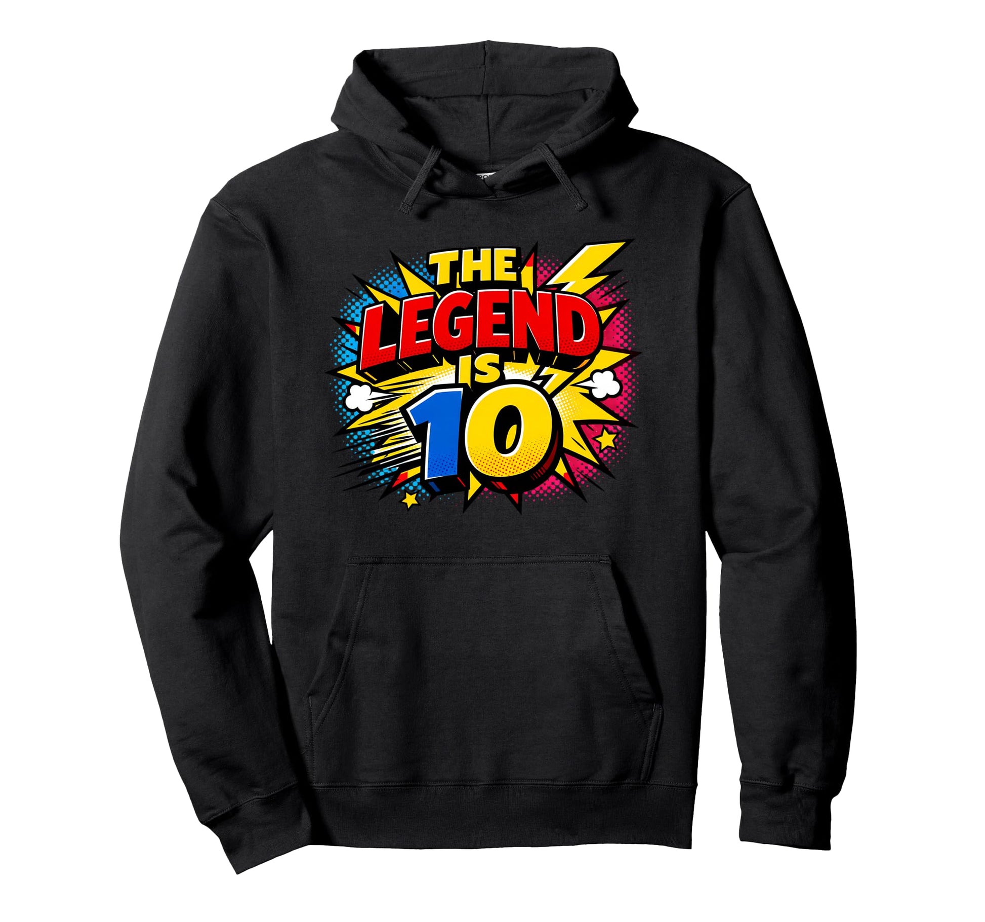 Legend Is 10 Comic Book Pop Art Ten Hoodie - Minimalist Print Men Women - T-Shirt, Sweatshirt, Hoodie