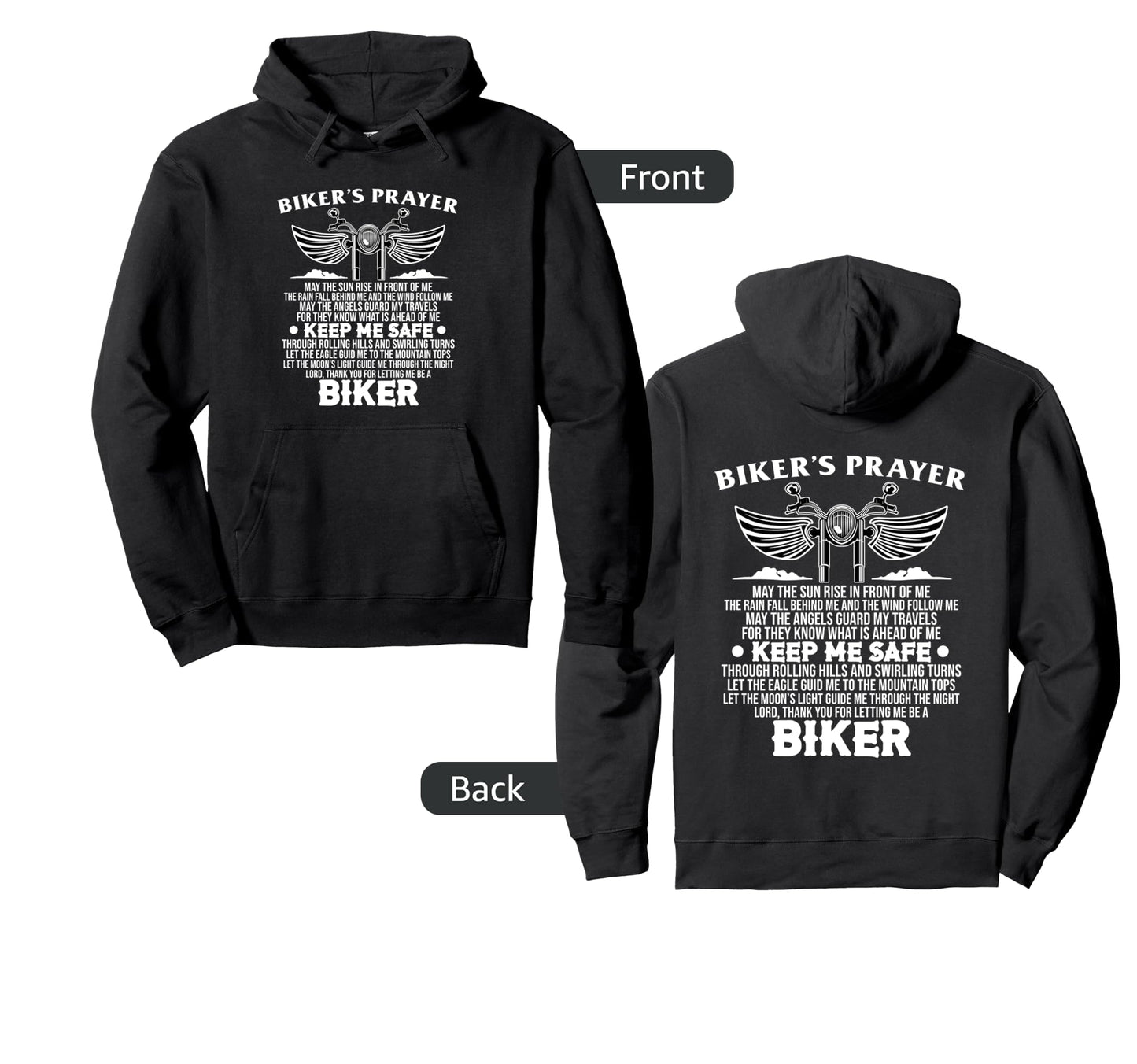 Bikers Prayer Motorcycle Bike Ride Hoodie - Unique Graphic for Adults - T-Shirt, Sweatshirt, Hoodie