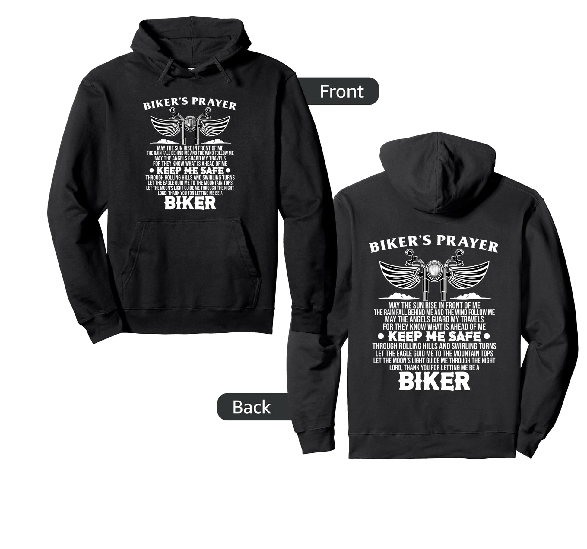 Bikers Prayer Motorcycle Bike Ride Hoodie - Unique Graphic for Adults - T-Shirt, Sweatshirt, Hoodie