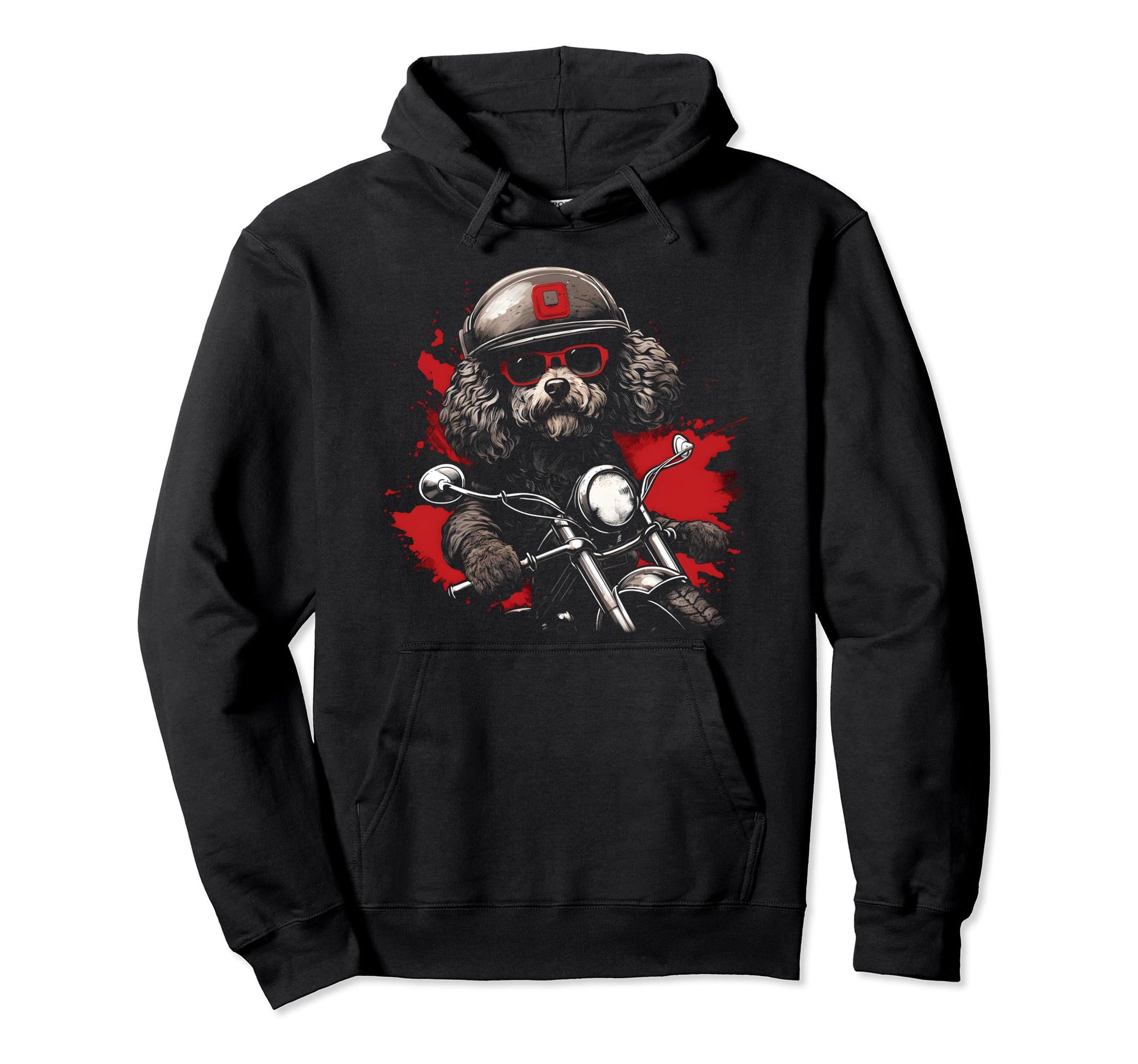 Motorcycle Dad Biker Dog Poodle Hoodie - Casual Everyday Wear Men Women - T-Shirt, Sweatshirt, Hoodie