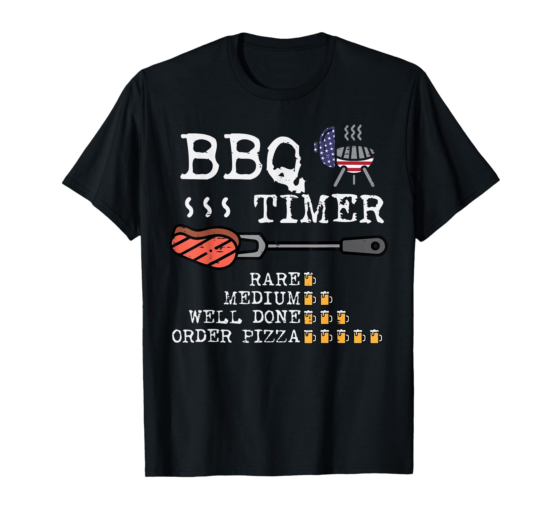 Bbq Timer Flag Funny Barbecue T-Shirt - Casual Everyday Wear for Adults - T-Shirt, Sweatshirt, Hoodie