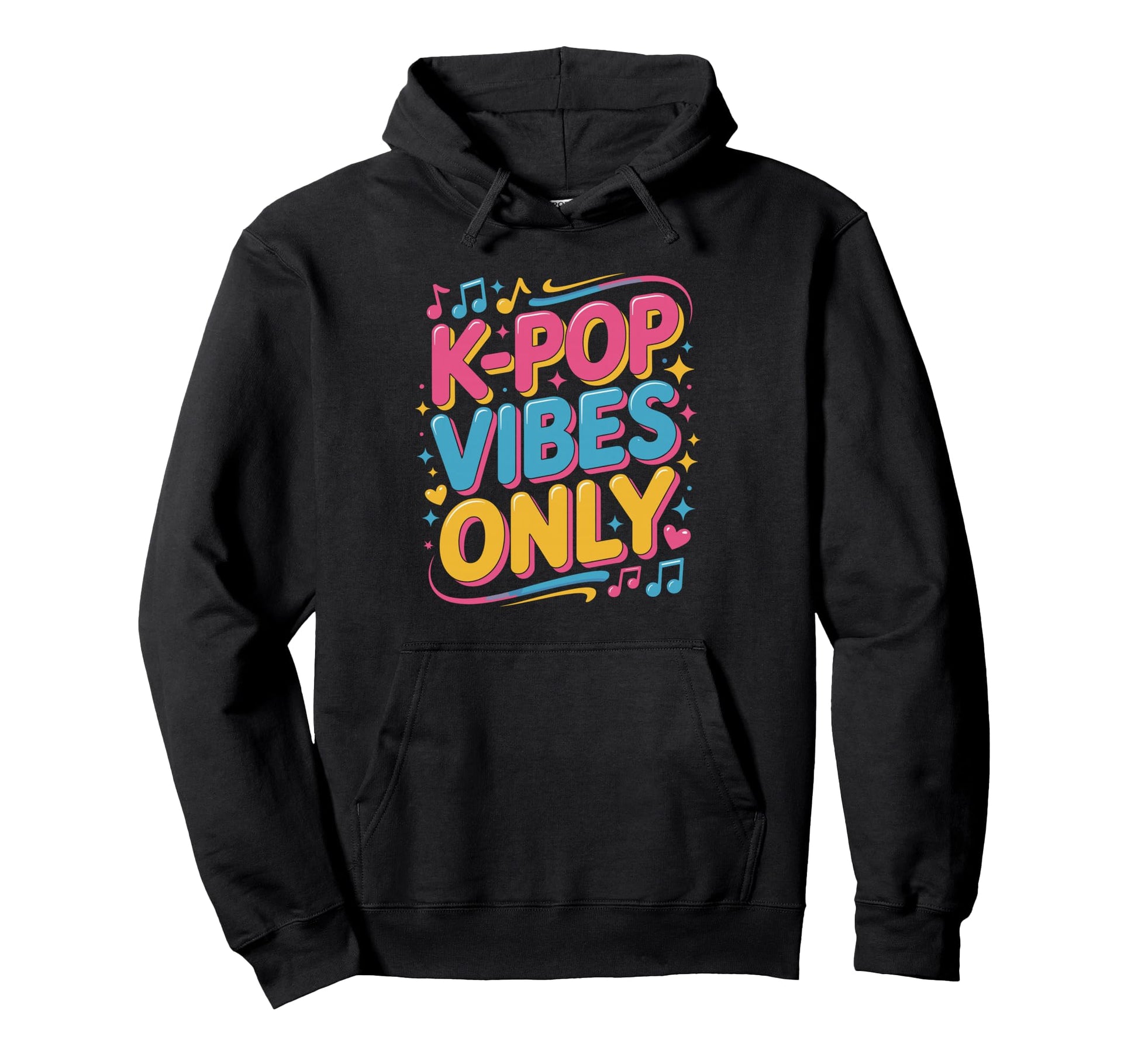 K Pop Vibes Only Neon Distressed Hoodie - Graphic Print Men Women - T-Shirt, Sweatshirt, Hoodie
