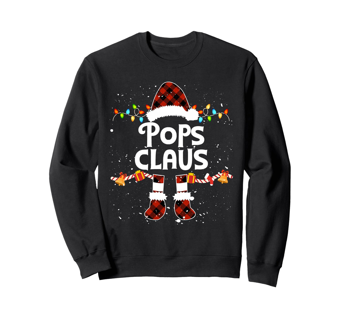 Pops Claus Santa Hat Lights Decorations Sweatshirt - Unique Graphic Unisex - T-Shirt, Sweatshirt, Hoodie