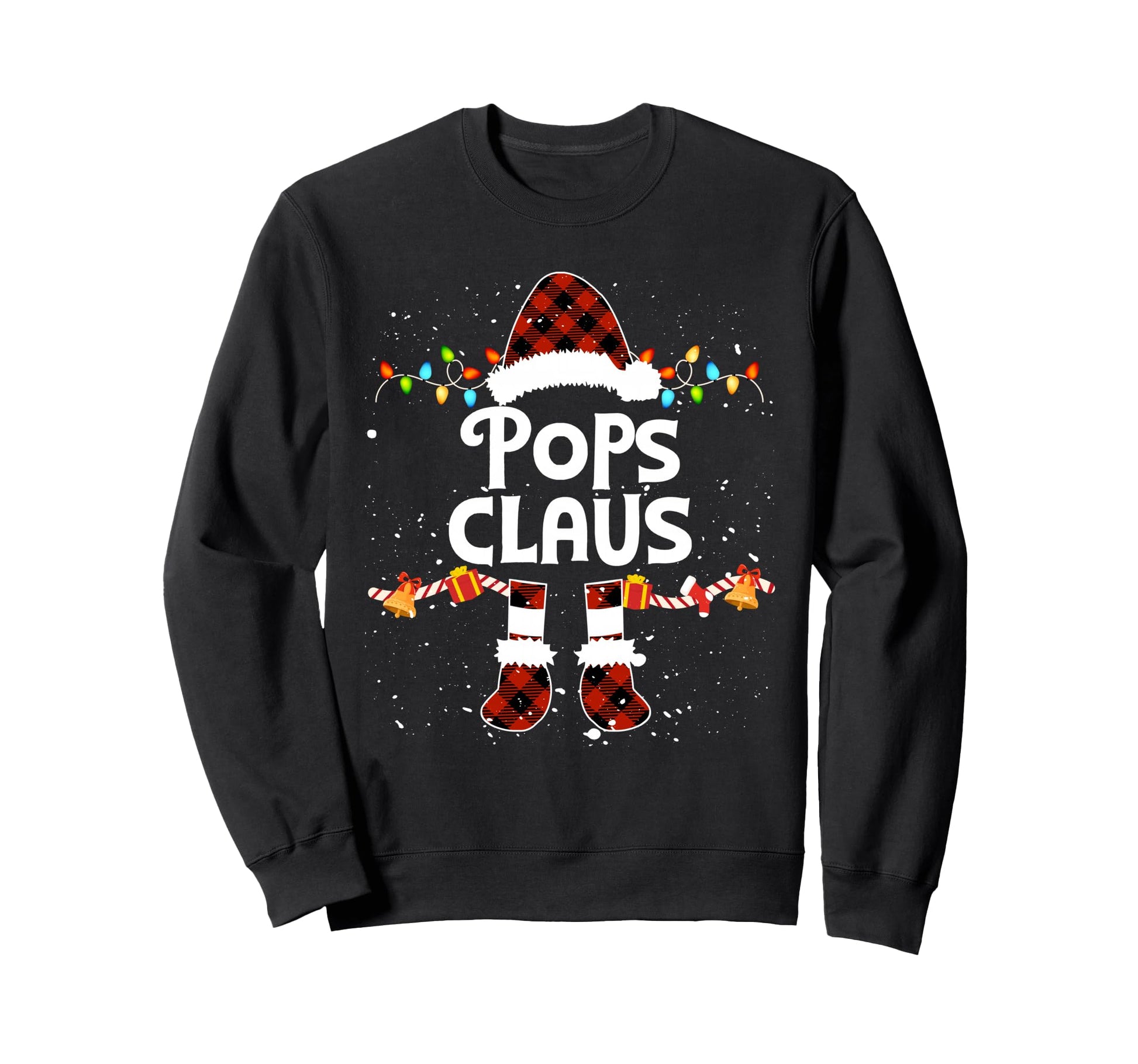 Pops Claus Santa Hat Lights Decorations Sweatshirt - Unique Graphic Unisex - T-Shirt, Sweatshirt, Hoodie
