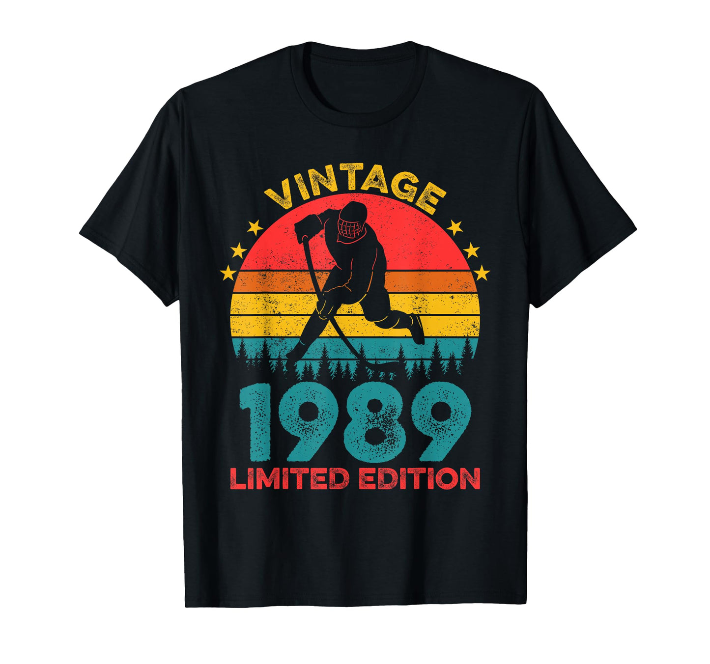 Hockey Player 1989 Sunset Birthday T-Shirt - Casual Everyday Wear Men Women - T-Shirt, Sweatshirt, Hoodie