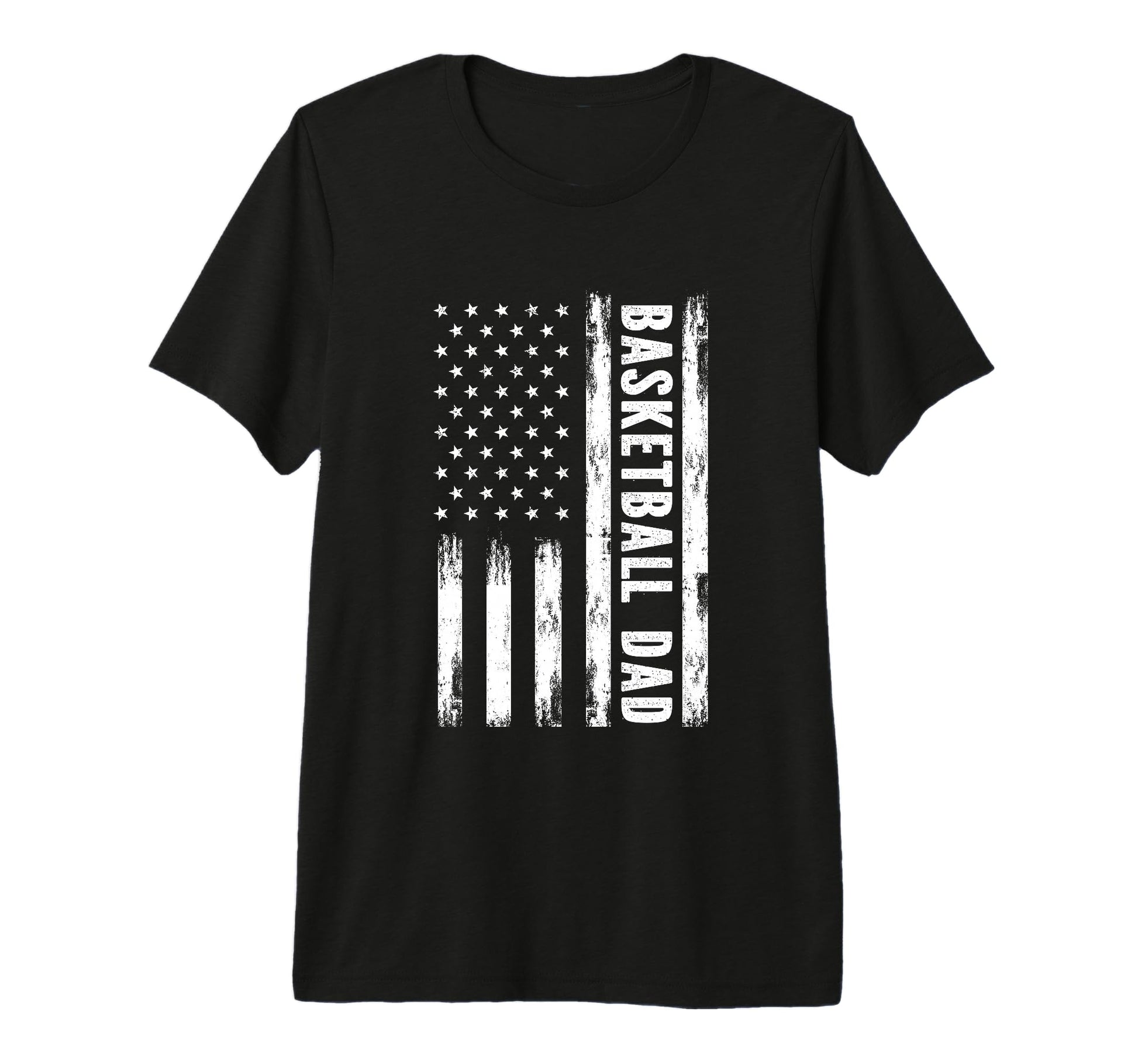 Basketball Dad American Flag Grunge T-Shirt - Minimalist Print for Adults - T-Shirt, Sweatshirt, Hoodie