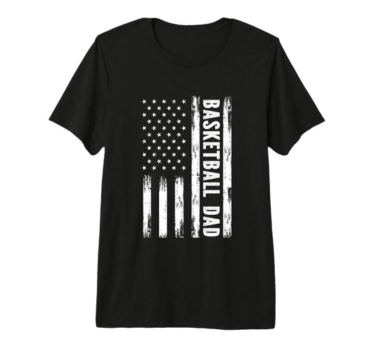 Basketball Dad American Flag Grunge T-Shirt - Minimalist Print for Adults - T-Shirt, Sweatshirt, Hoodie