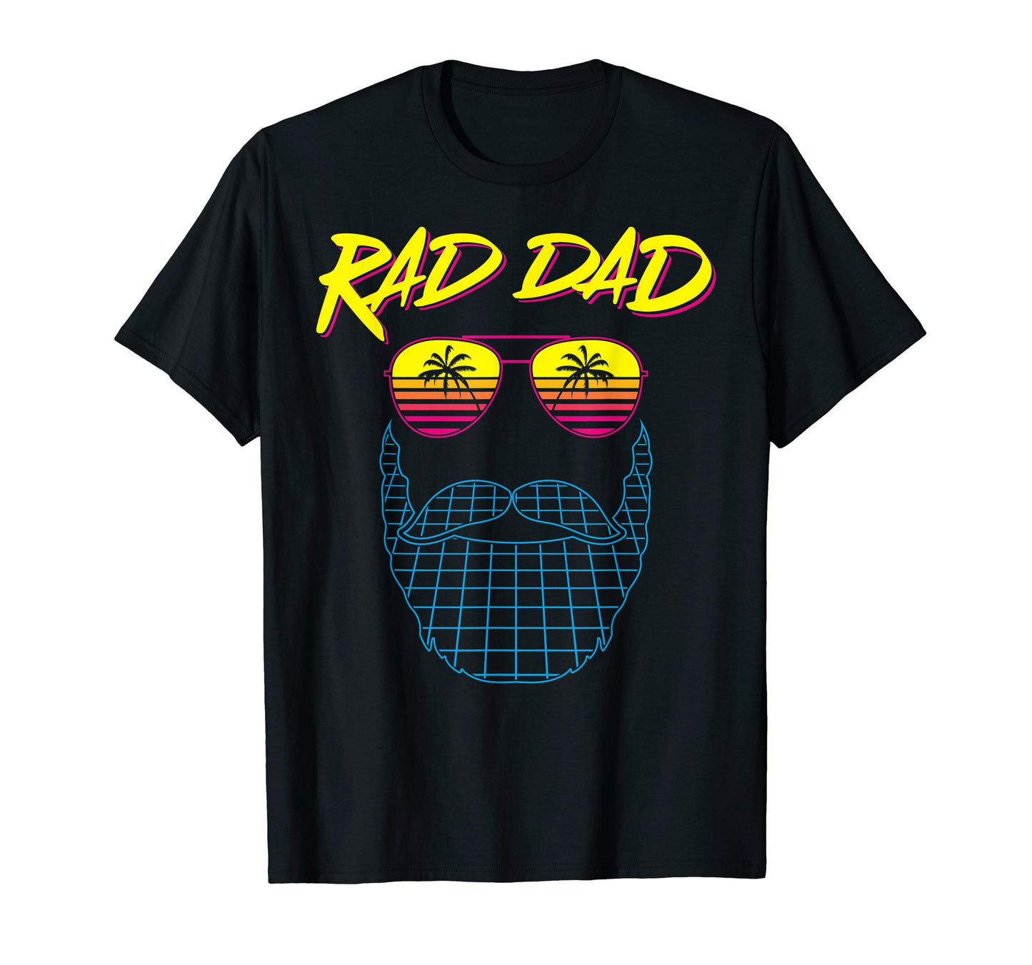 Mens Rad Dad Beard Synthwave 80S T-Shirt - Fun Novelty Design Unisex - T-Shirt, Sweatshirt, Hoodie