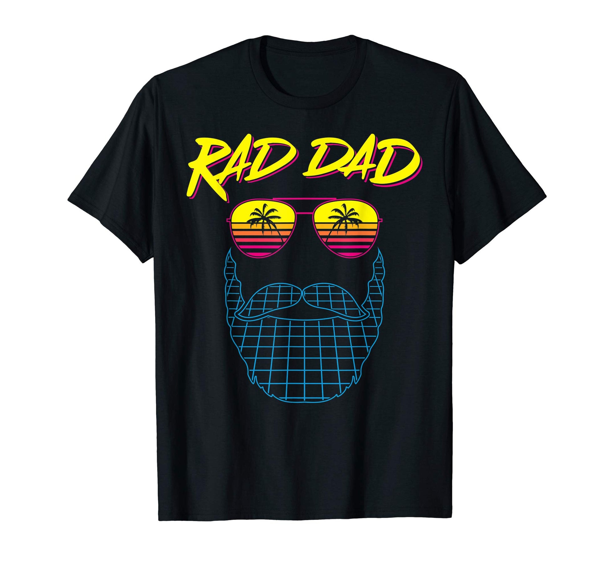 Mens Rad Dad Beard Synthwave 80S T-Shirt - Fun Novelty Design Unisex - T-Shirt, Sweatshirt, Hoodie