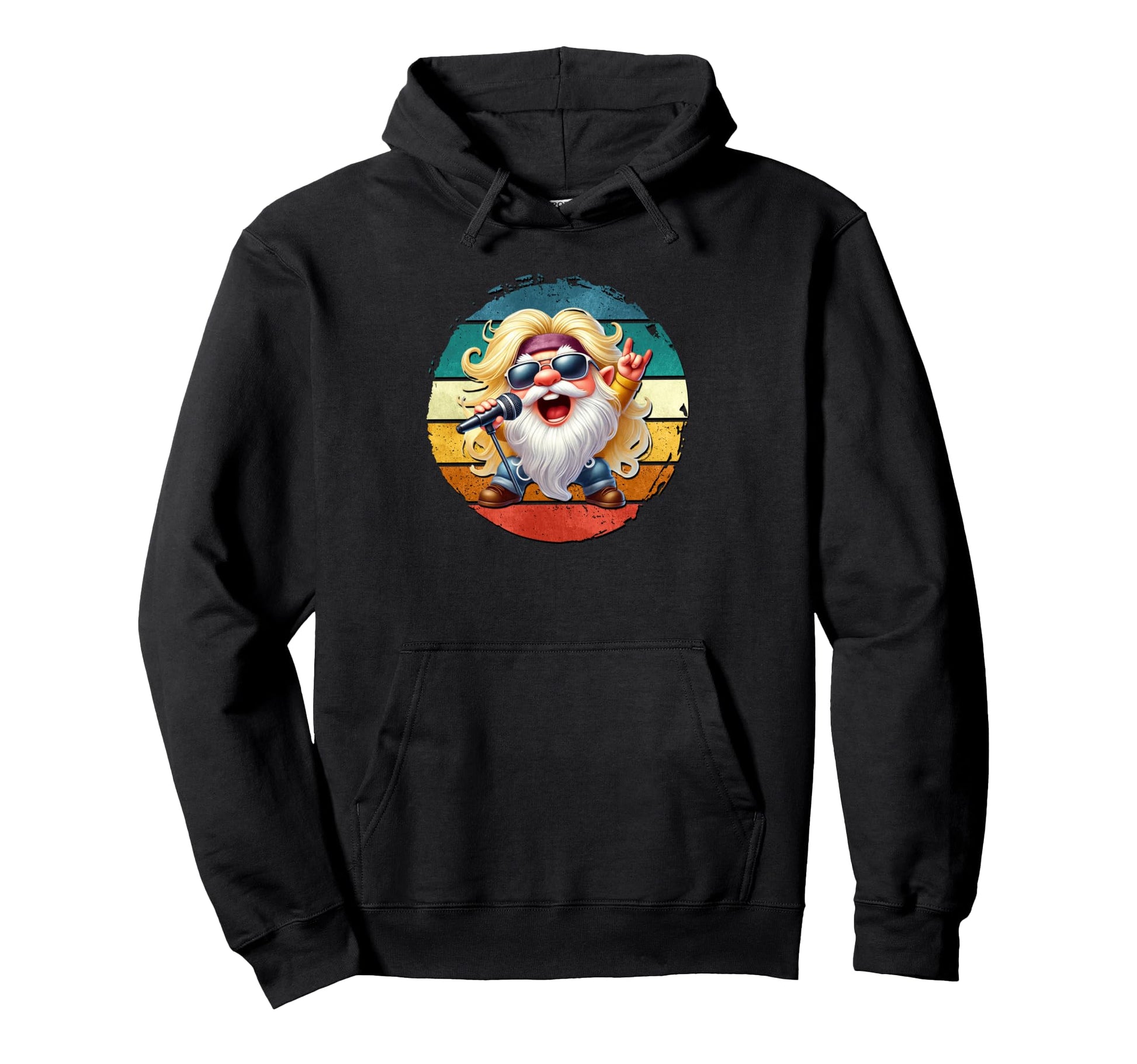Rocker Biker Gnome Dad Love Singing Funny Hoodie - Novelty Apparel Unisex - T-Shirt, Sweatshirt, Hoodie