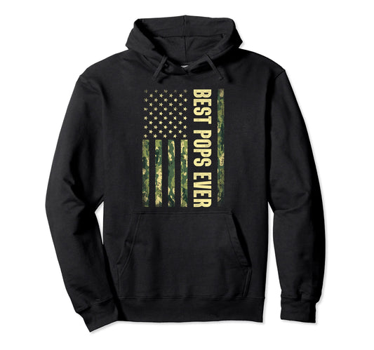 Best Pops Ever Usa Flag Camouflage Hoodie - Novelty Apparel Men Women - T-Shirt, Sweatshirt, Hoodie