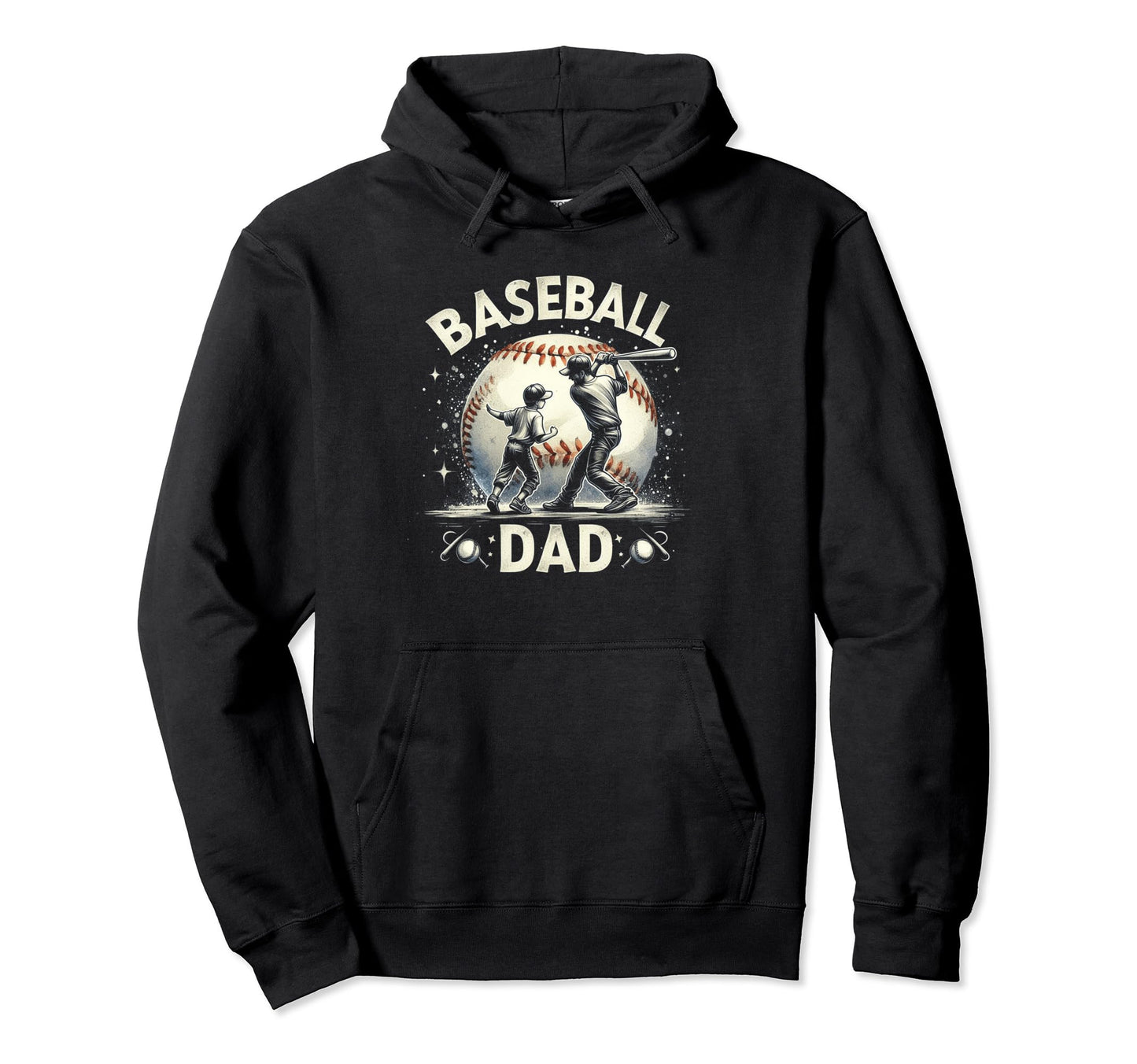 Baseball Dad Fathers Day Hoodie - Casual Everyday Wear Men Women - T-Shirt, Sweatshirt, Hoodie