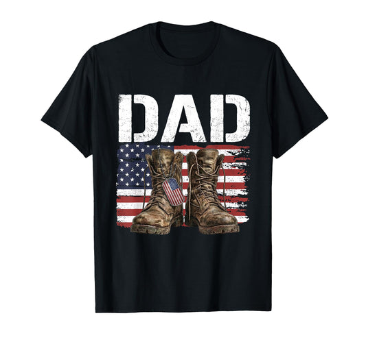 Army Dad Military American Flag T-Shirt - Casual Everyday Wear Unisex - T-Shirt, Sweatshirt, Hoodie