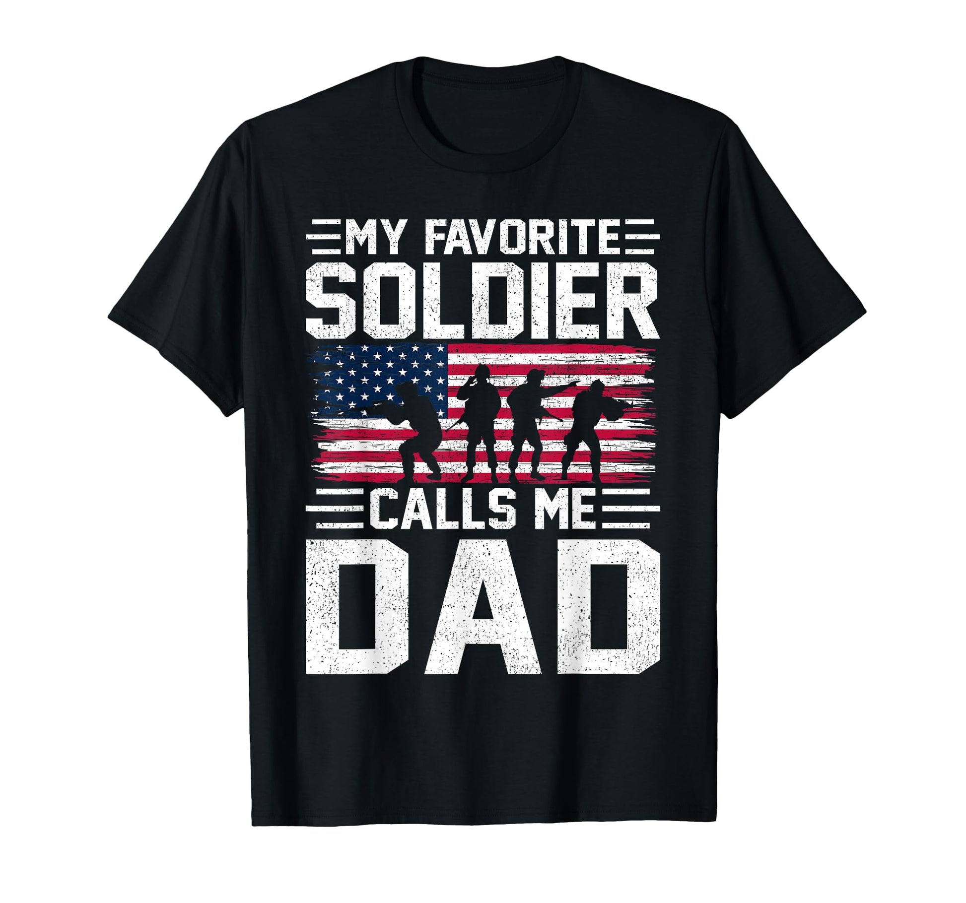 Usa Flag Soldier Dad Army Fathers Day T-Shirt - Minimalist Print Unisex - T-Shirt, Sweatshirt, Hoodie