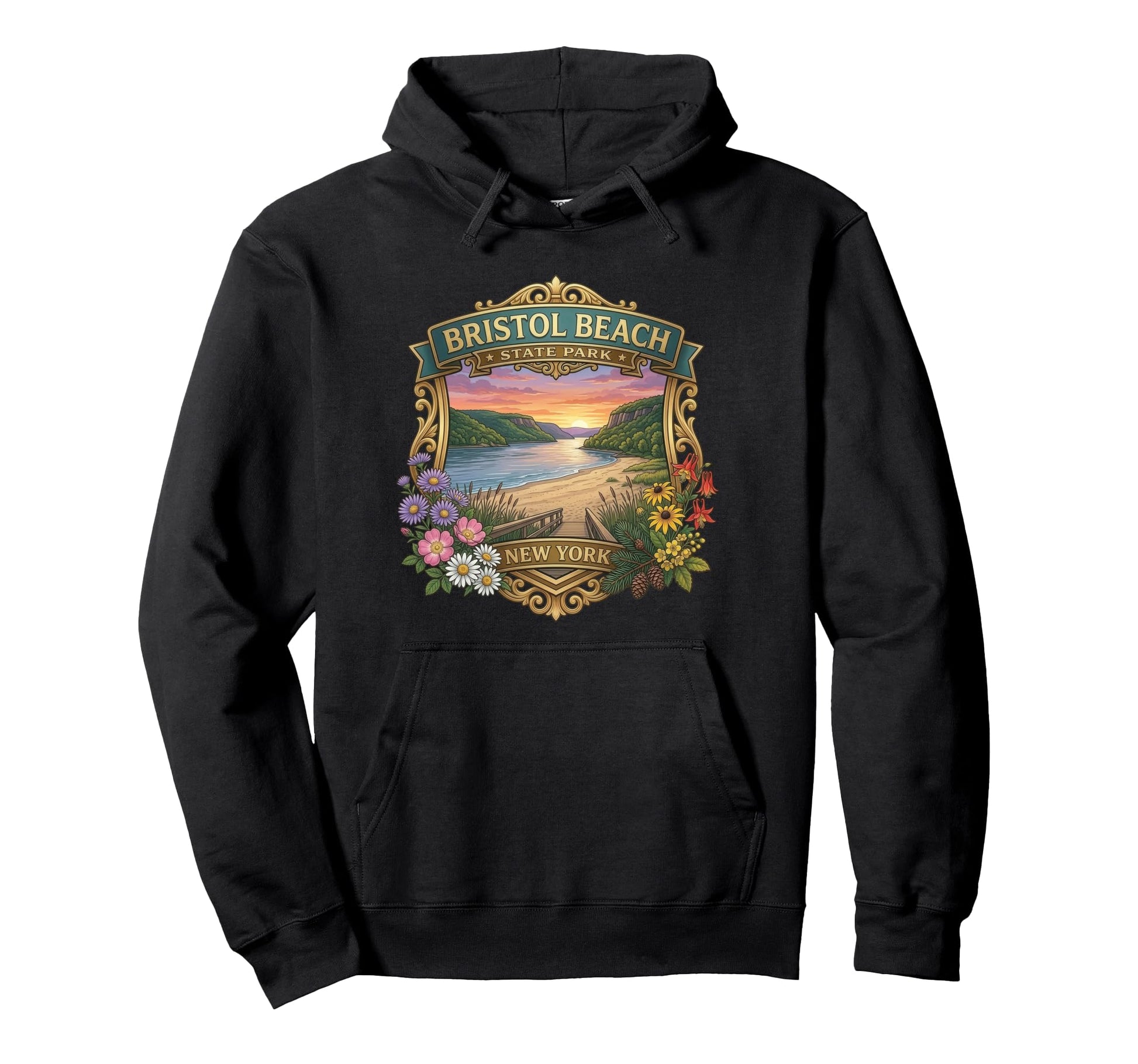 Bristol Beach State Park New York Novelty Hoodie - Trendy Graphic Unisex - T-Shirt, Sweatshirt, Hoodie