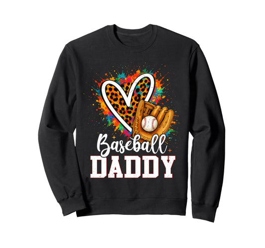 Baseball Daddy Leopard Heart Colorful Sweatshirt - Streetwear Style Unisex - T-Shirt, Sweatshirt, Hoodie