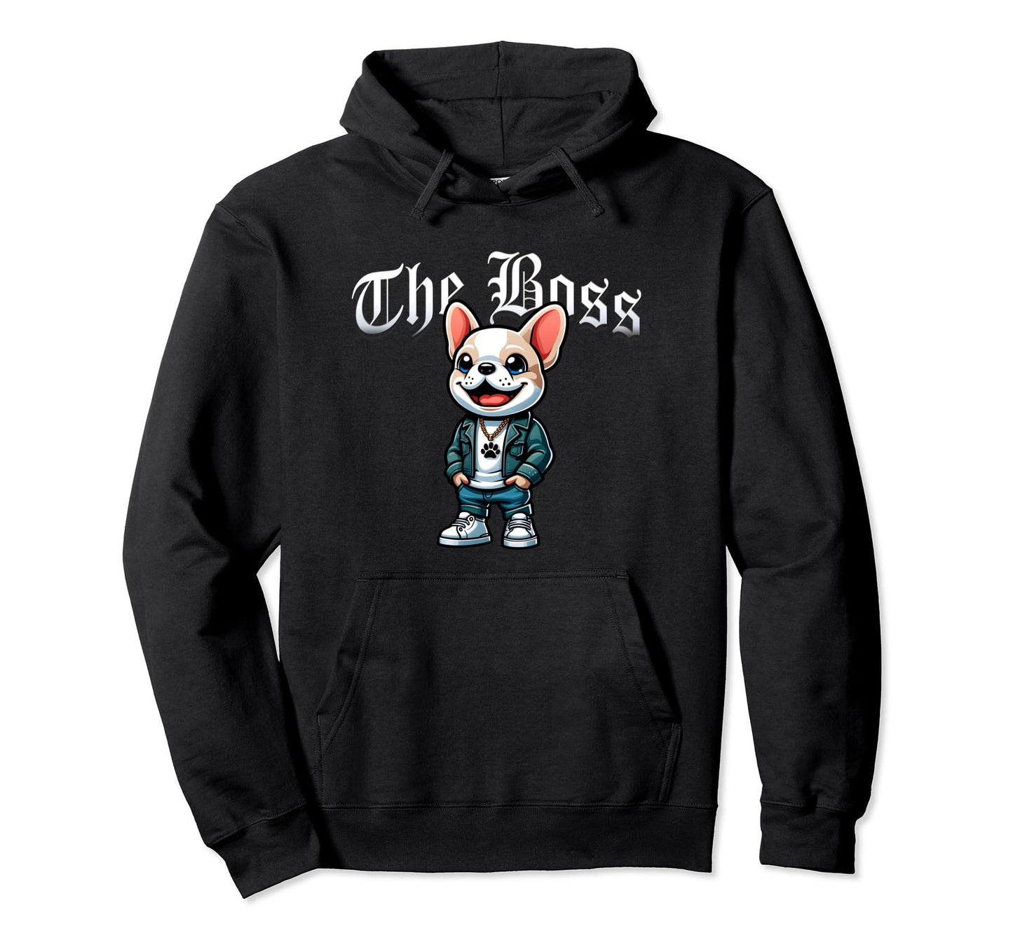 French Bulldog Boss Jacket Outfit Hoodie - Fun Novelty Design Men Women - T-Shirt, Sweatshirt, Hoodie