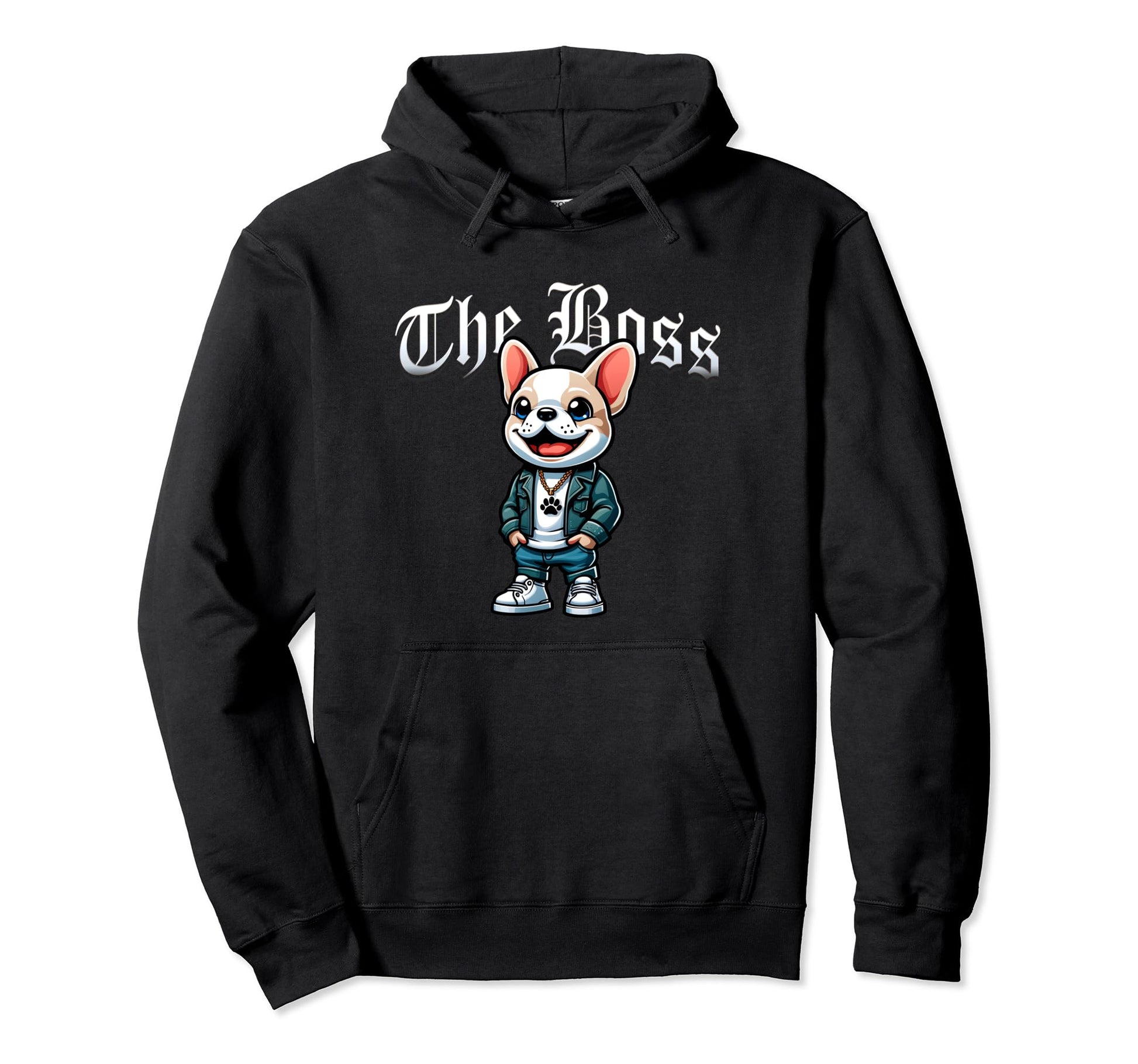 French Bulldog Boss Jacket Outfit Hoodie - Fun Novelty Design Men Women - T-Shirt, Sweatshirt, Hoodie