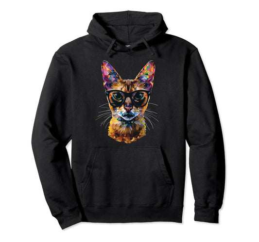 Cat Dad Mom Sunglasses Abyssinian Hoodie - Casual Everyday Wear Unisex - T-Shirt, Sweatshirt, Hoodie