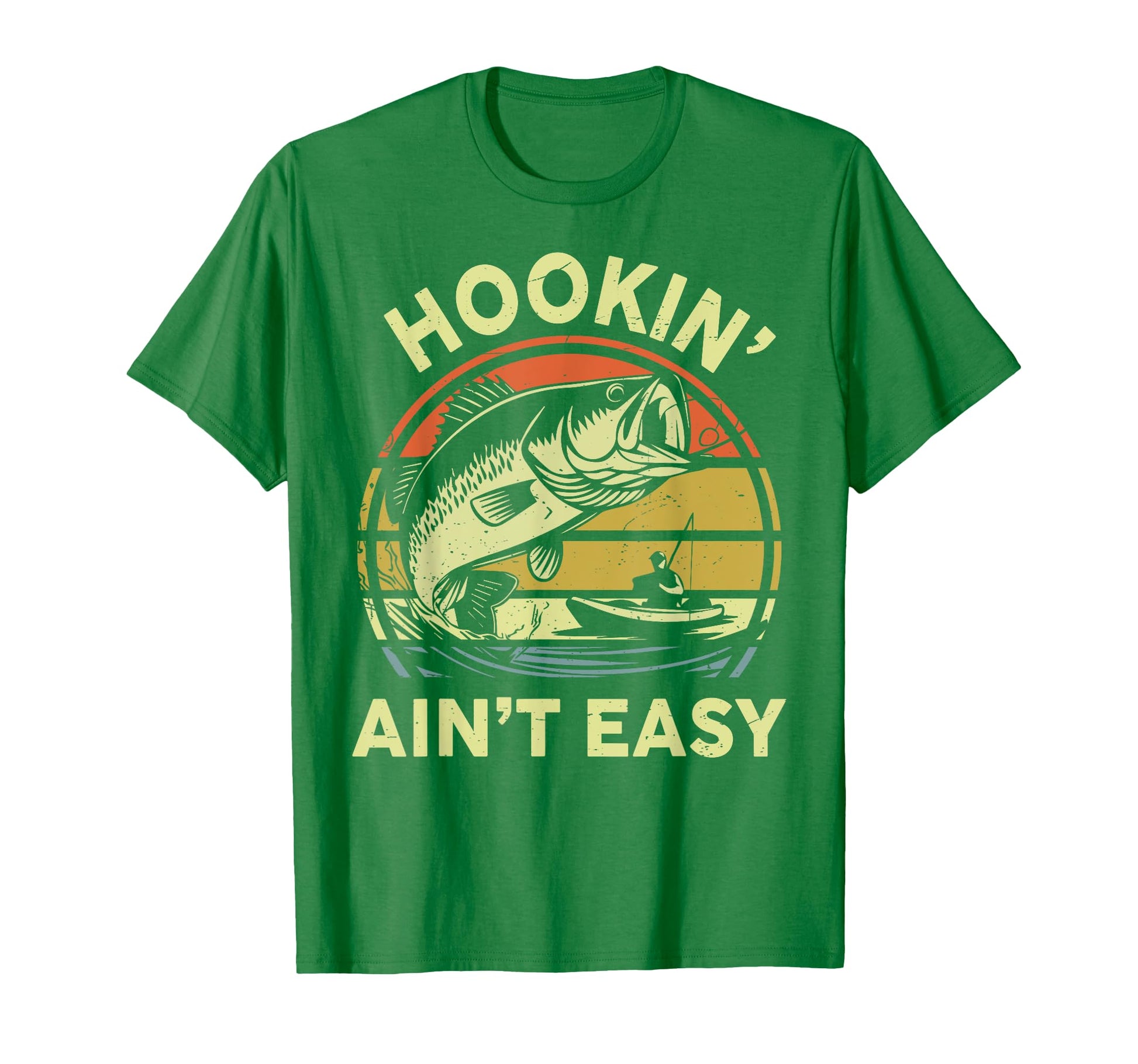 Bass Step Dad Hookin Aint Easy Funny Kayak T-Shirt - Unique Graphic Unisex - T-Shirt, Sweatshirt, Hoodie