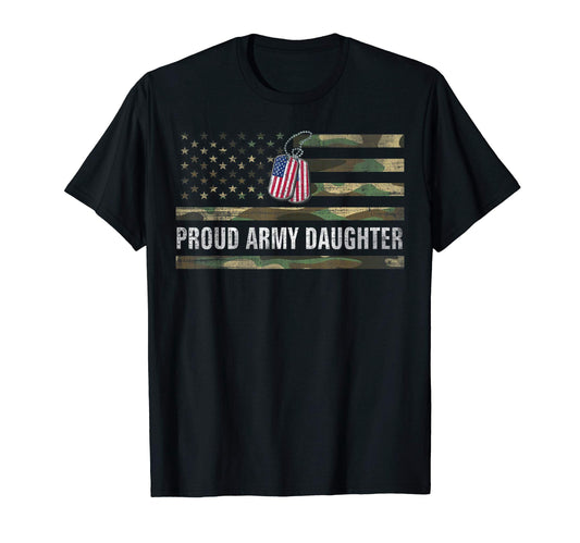 American Flag Proud Army Daughter T-Shirt - Aesthetic Graphic for Adults - T-Shirt, Sweatshirt, Hoodie