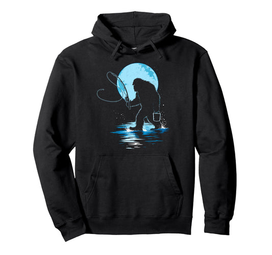 Bassquatch Sasquatch Fisher Bass Fishing Hoodie - Aesthetic Graphic Unisex - T-Shirt, Sweatshirt, Hoodie