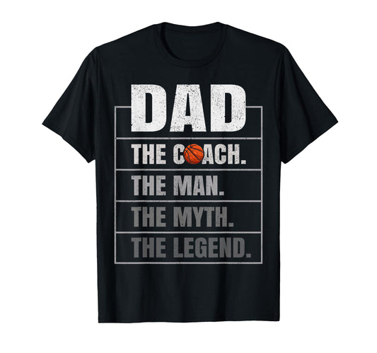 Basketball Coach Dad Myth Legend T-Shirt - Minimalist Print Men Women - T-Shirt, Sweatshirt, Hoodie