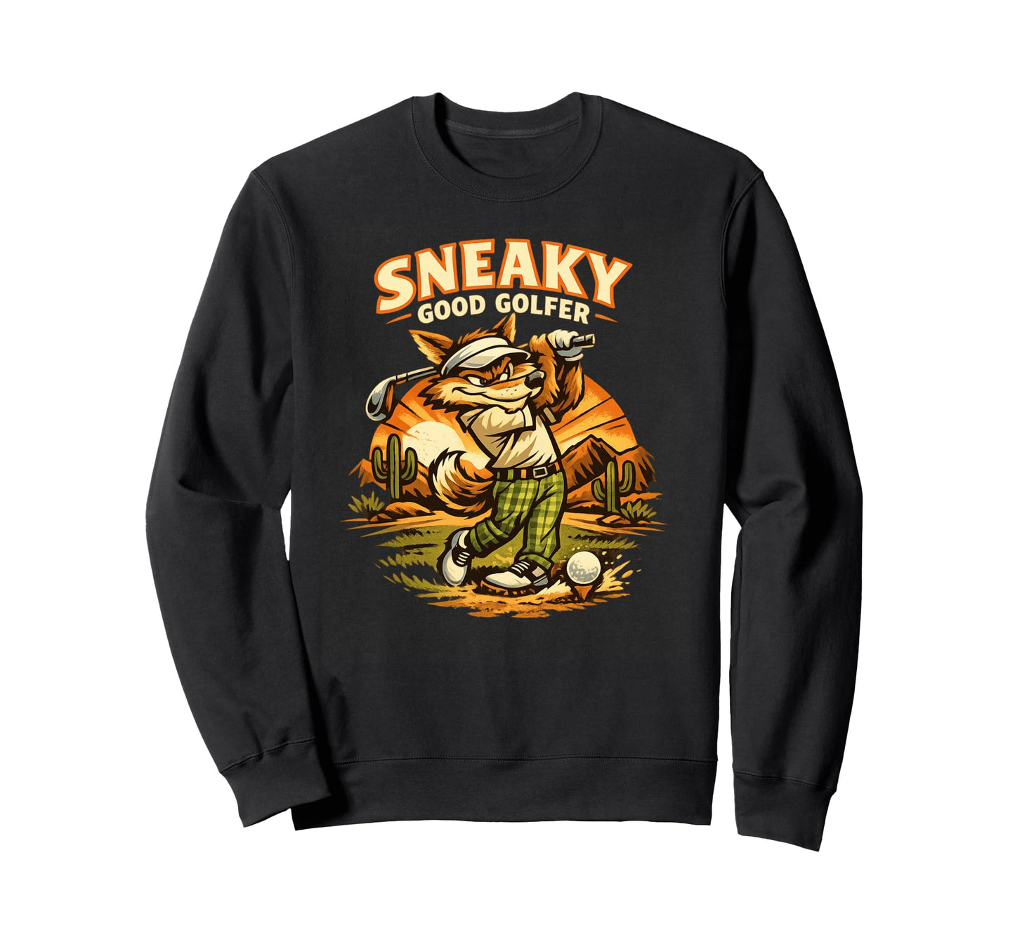 Sneaky Good Golfer Coyote Funny Golf Sweatshirt - Graphic Print Men Women - T-Shirt, Sweatshirt, Hoodie