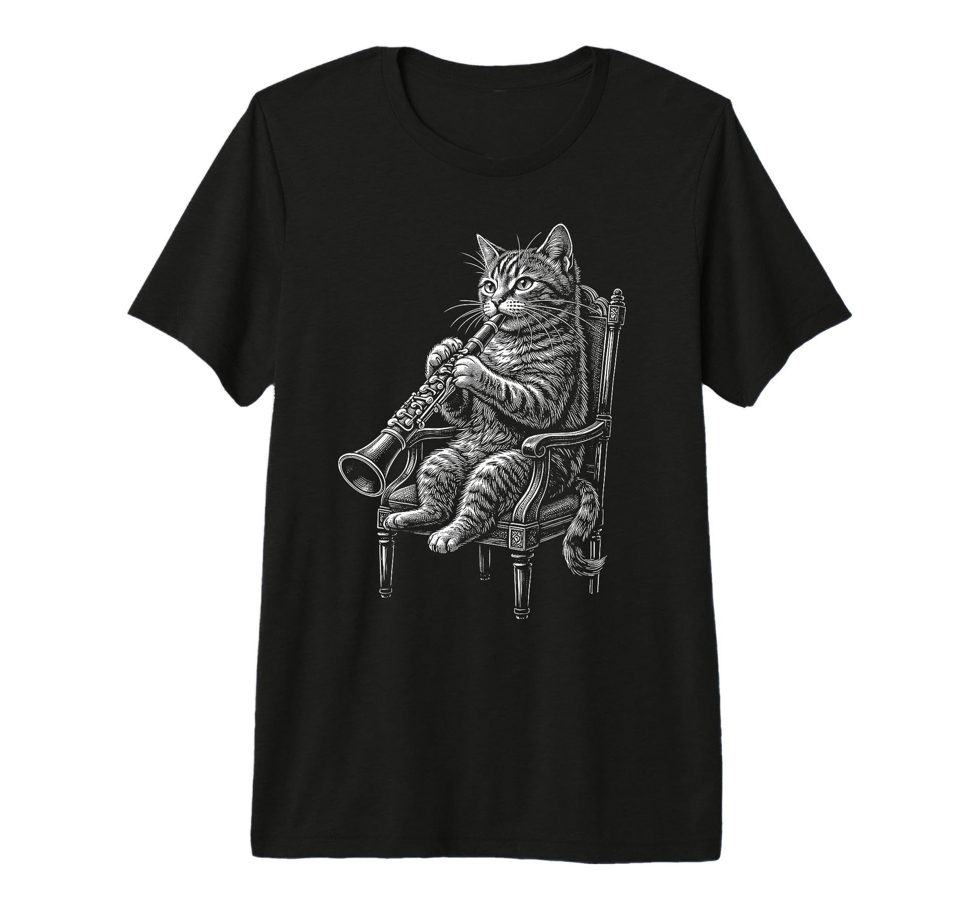 Cat Playing Clarinet Music Funny T-Shirt - Aesthetic Graphic for Adults - T-Shirt, Sweatshirt, Hoodie
