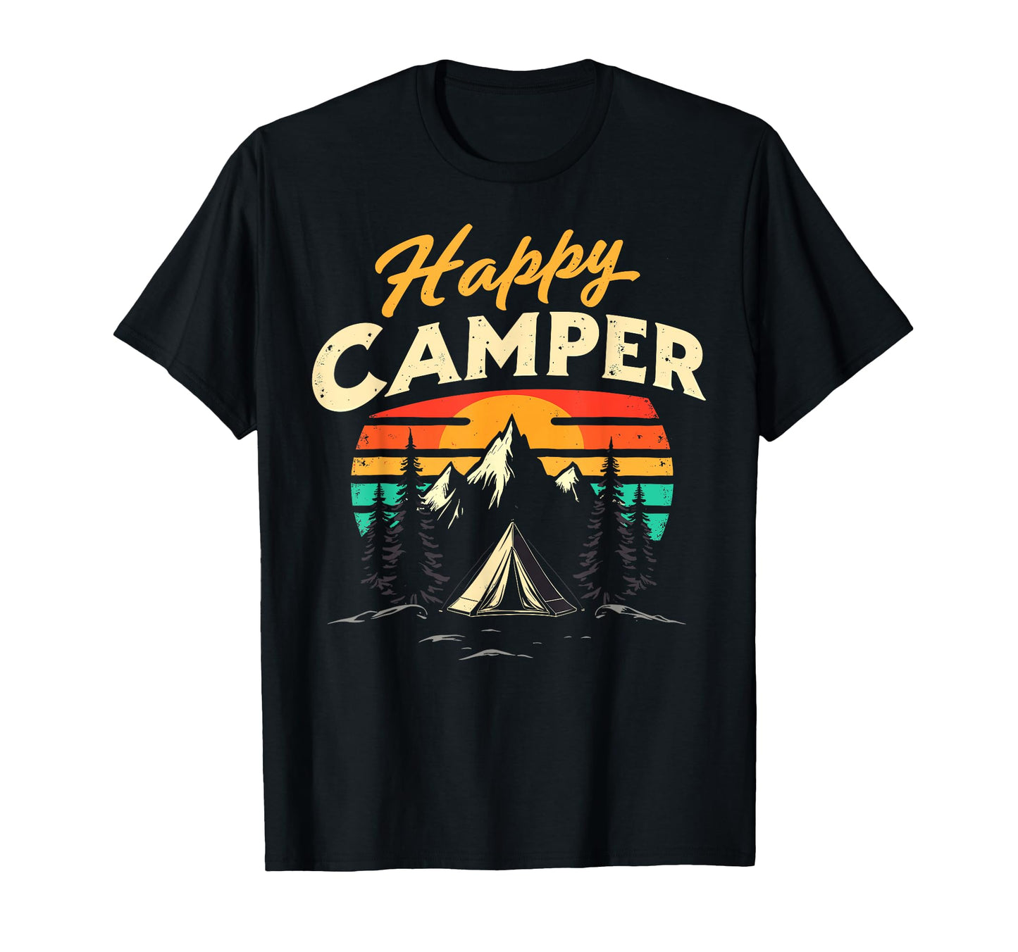 Happy Camper Mountain Hiking T-Shirt - Casual Everyday Wear for Adults - T-Shirt, Sweatshirt, Hoodie