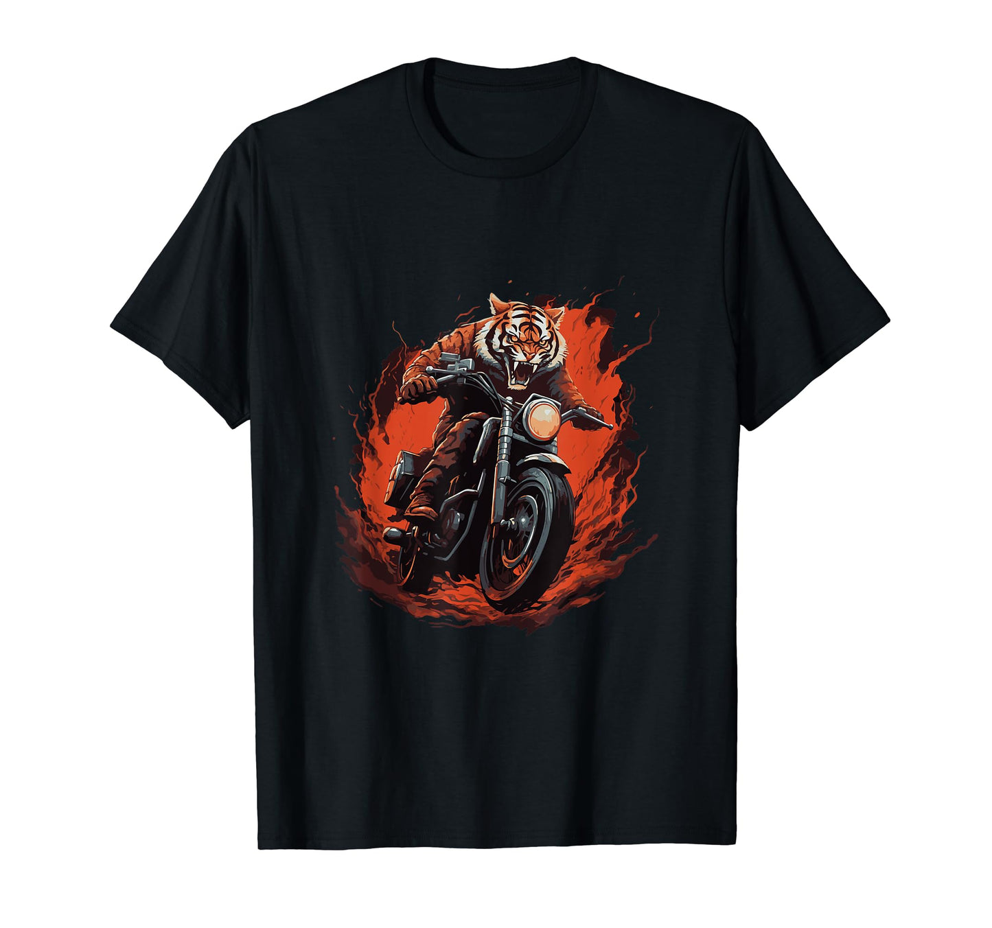 Tiger Riding Motorcycle Dad Biker T-Shirt - Novelty Apparel for Adults - T-Shirt, Sweatshirt, Hoodie