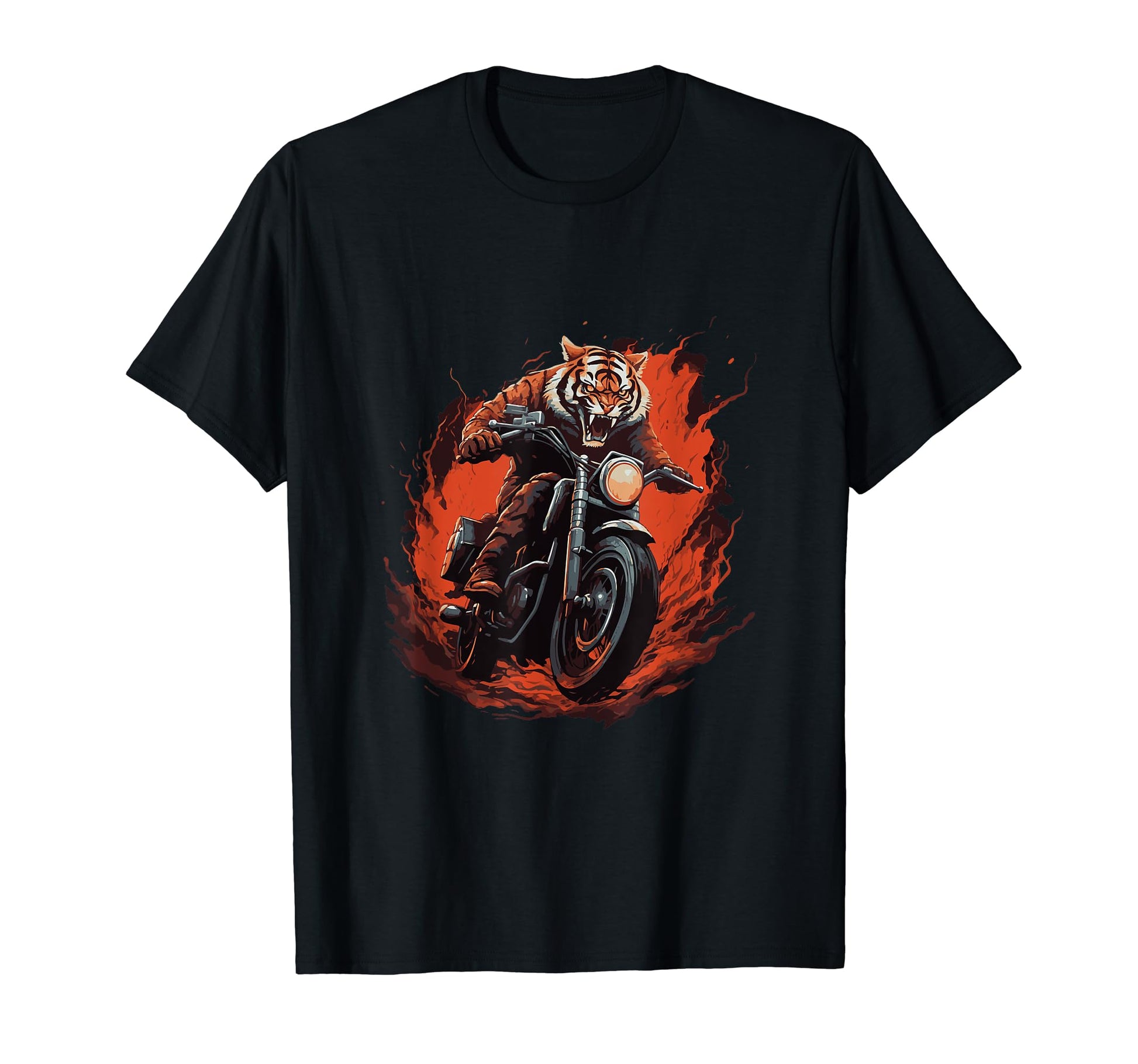 Tiger Riding Motorcycle Dad Biker T-Shirt - Novelty Apparel for Adults - T-Shirt, Sweatshirt, Hoodie