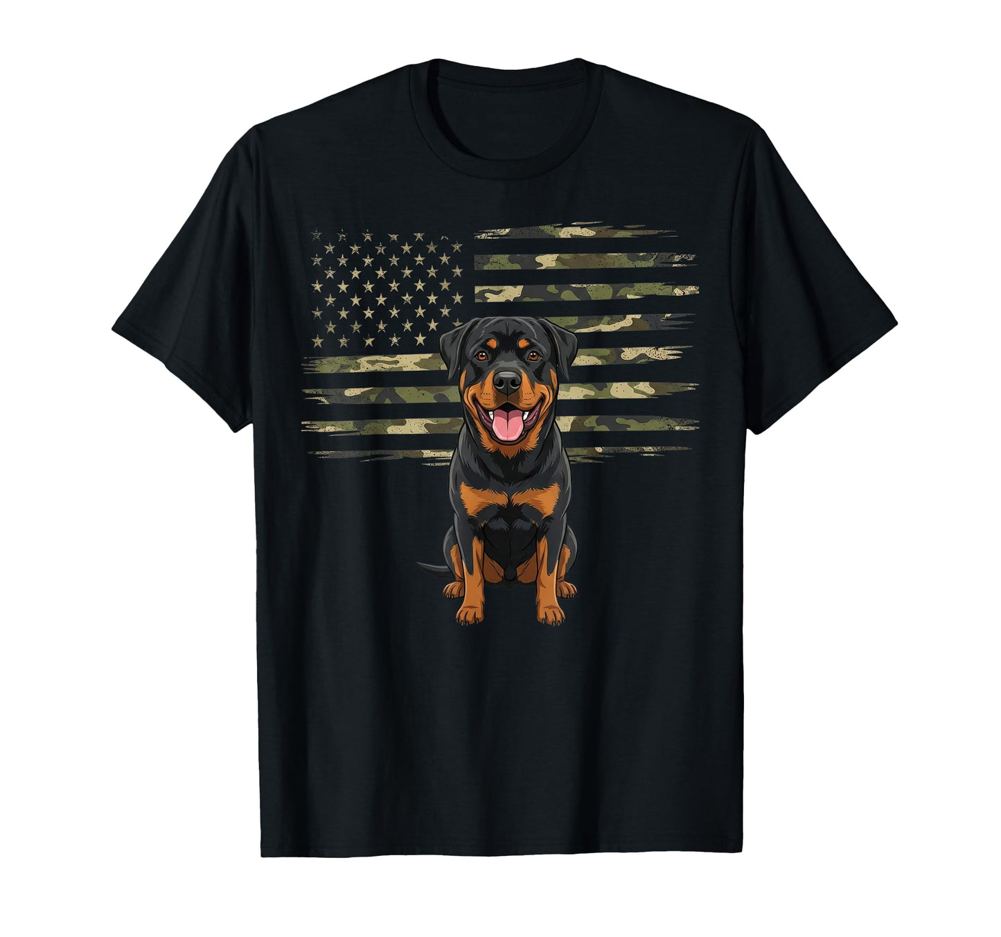 Camo American Flag Rottweiler 4Th July T-Shirt - Trendy Graphic for Adults - T-Shirt, Sweatshirt, Hoodie