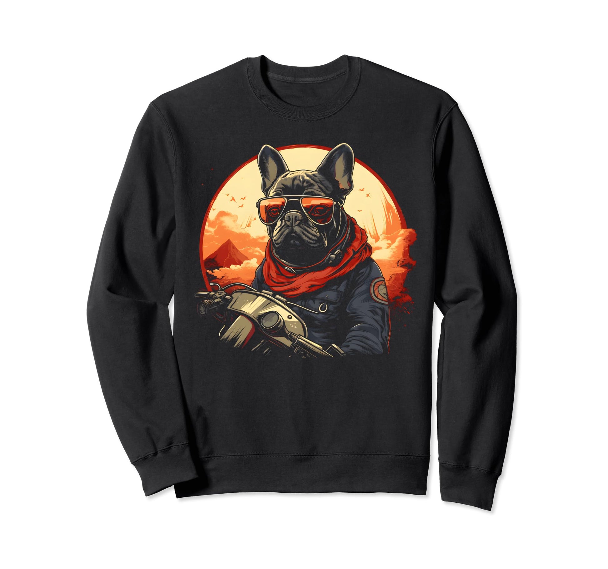 Motorcycle Dad Biker Dog Funny French Sweatshirt - Streetwear Style Unisex - T-Shirt, Sweatshirt, Hoodie