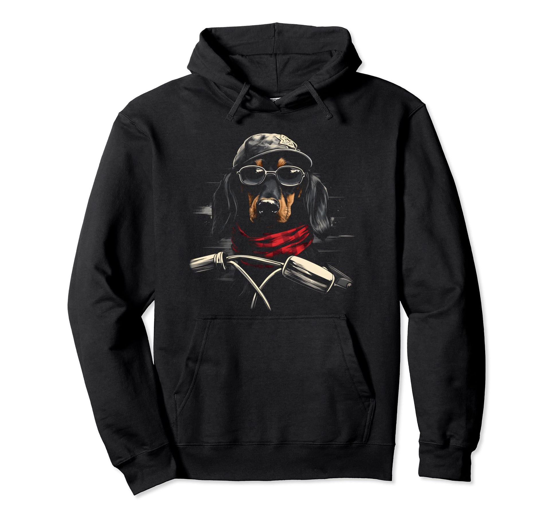 Motorcycle Dad Biker Dog Funny Dachshund Hoodie - Trendy Graphic Men Women - T-Shirt, Sweatshirt, Hoodie