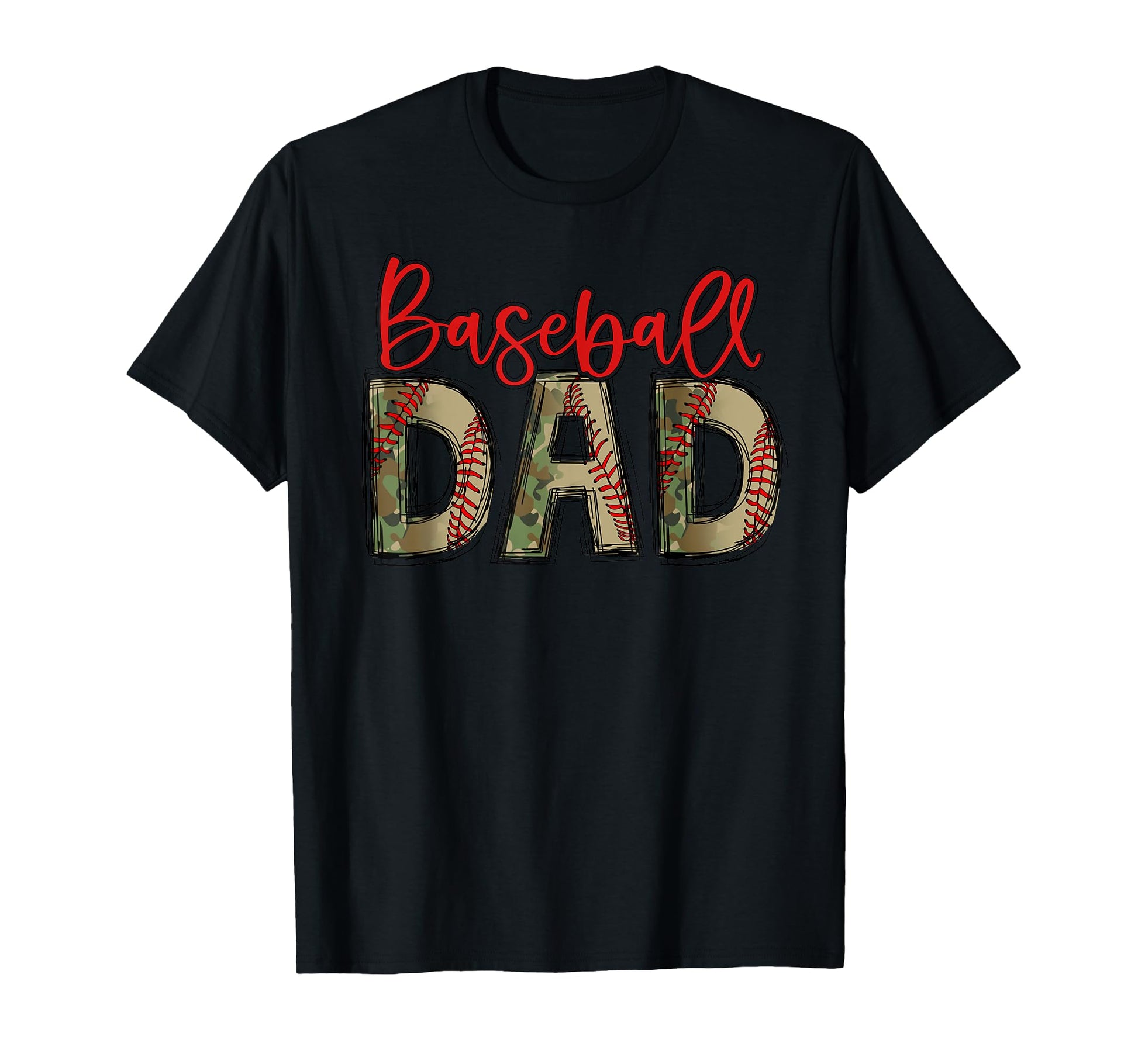 Baseball Dad Camouflage Camo Flag Military T-Shirt - Unique Graphic Unisex - T-Shirt, Sweatshirt, Hoodie