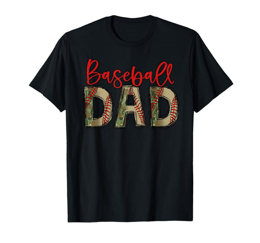 Baseball Dad Camouflage Camo Flag Military T-Shirt - Unique Graphic Unisex - T-Shirt, Sweatshirt, Hoodie
