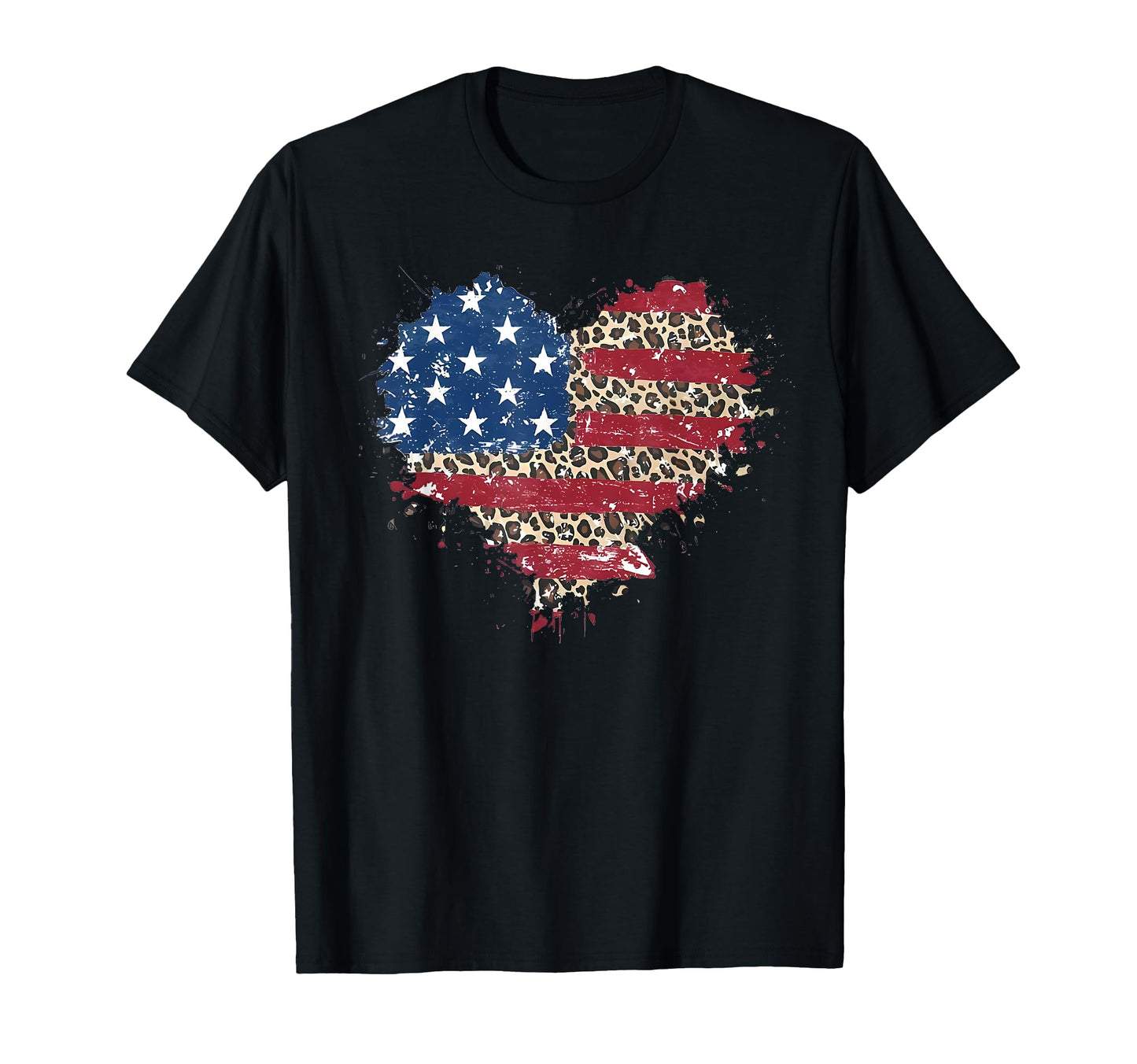 American Flag Leopard Heart Sweatshirt - Streetwear Style Unisex - T-Shirt, Sweatshirt, Hoodie