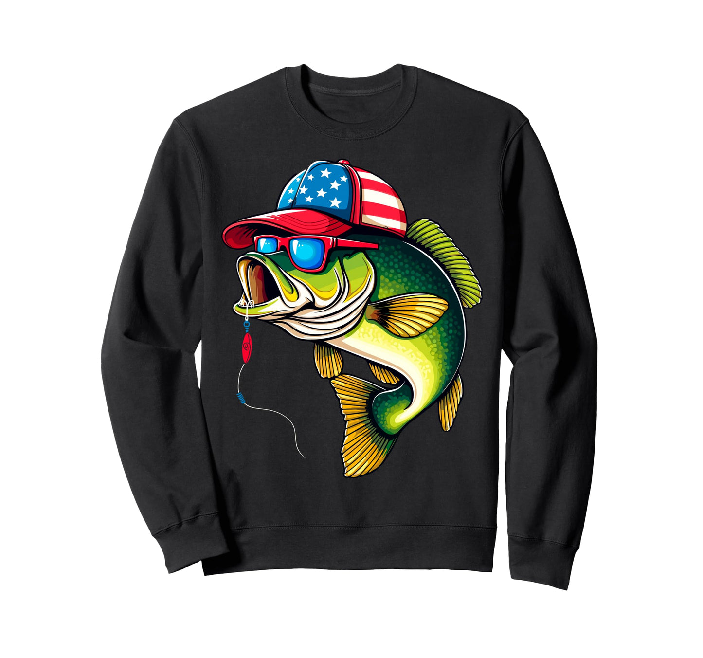 Sunglasses Bass Fishing Dad Fish Fan Sweatshirt - Streetwear Style Unisex - T-Shirt, Sweatshirt, Hoodie