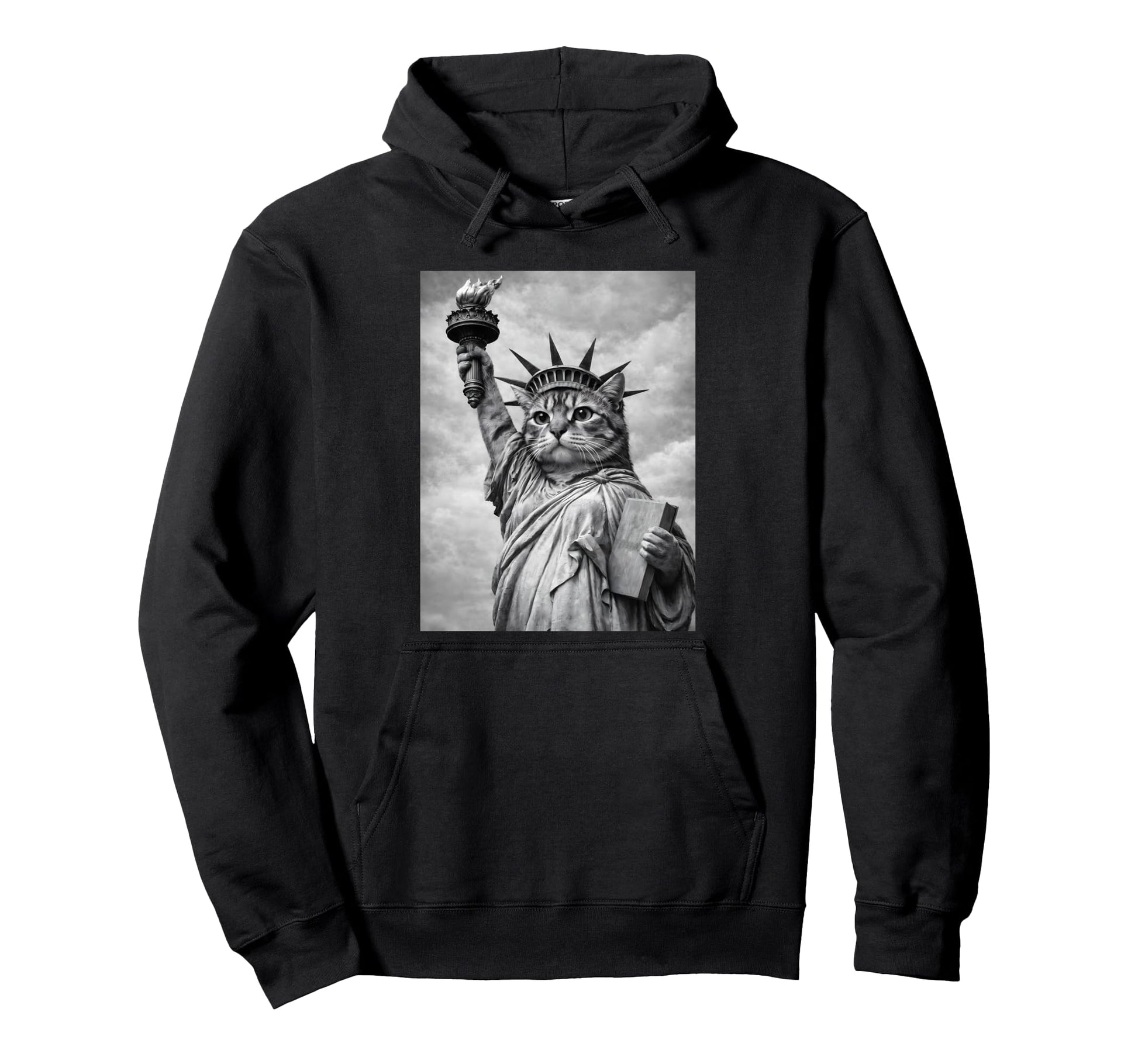 Cat Statue Liberty Funny Freedom Cat Hoodie - Streetwear Style Men Women - T-Shirt, Sweatshirt, Hoodie