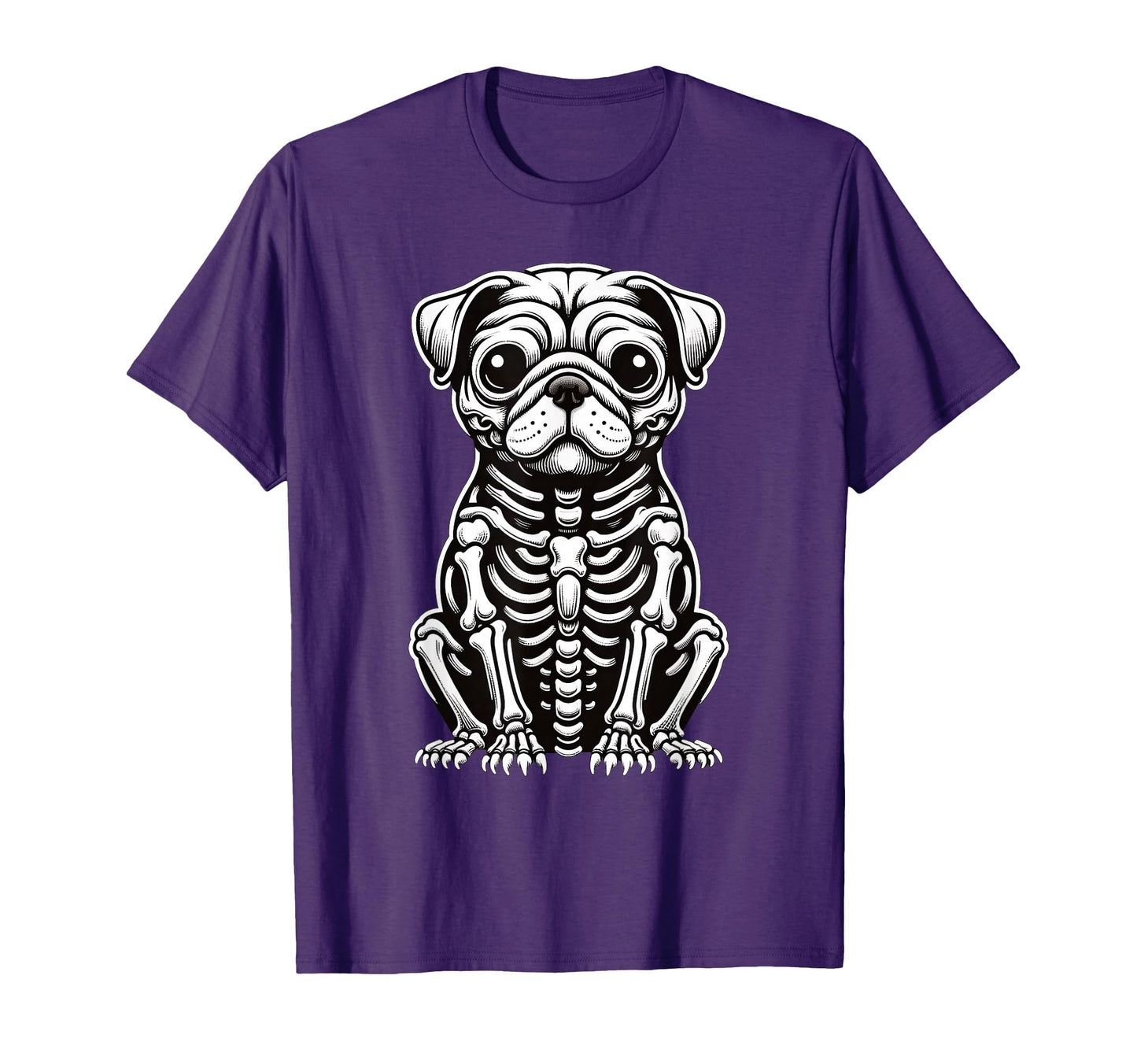 Dog Pug Skeleton Halloween Costume T-Shirt - Trendy Graphic for Adults - T-Shirt, Sweatshirt, Hoodie