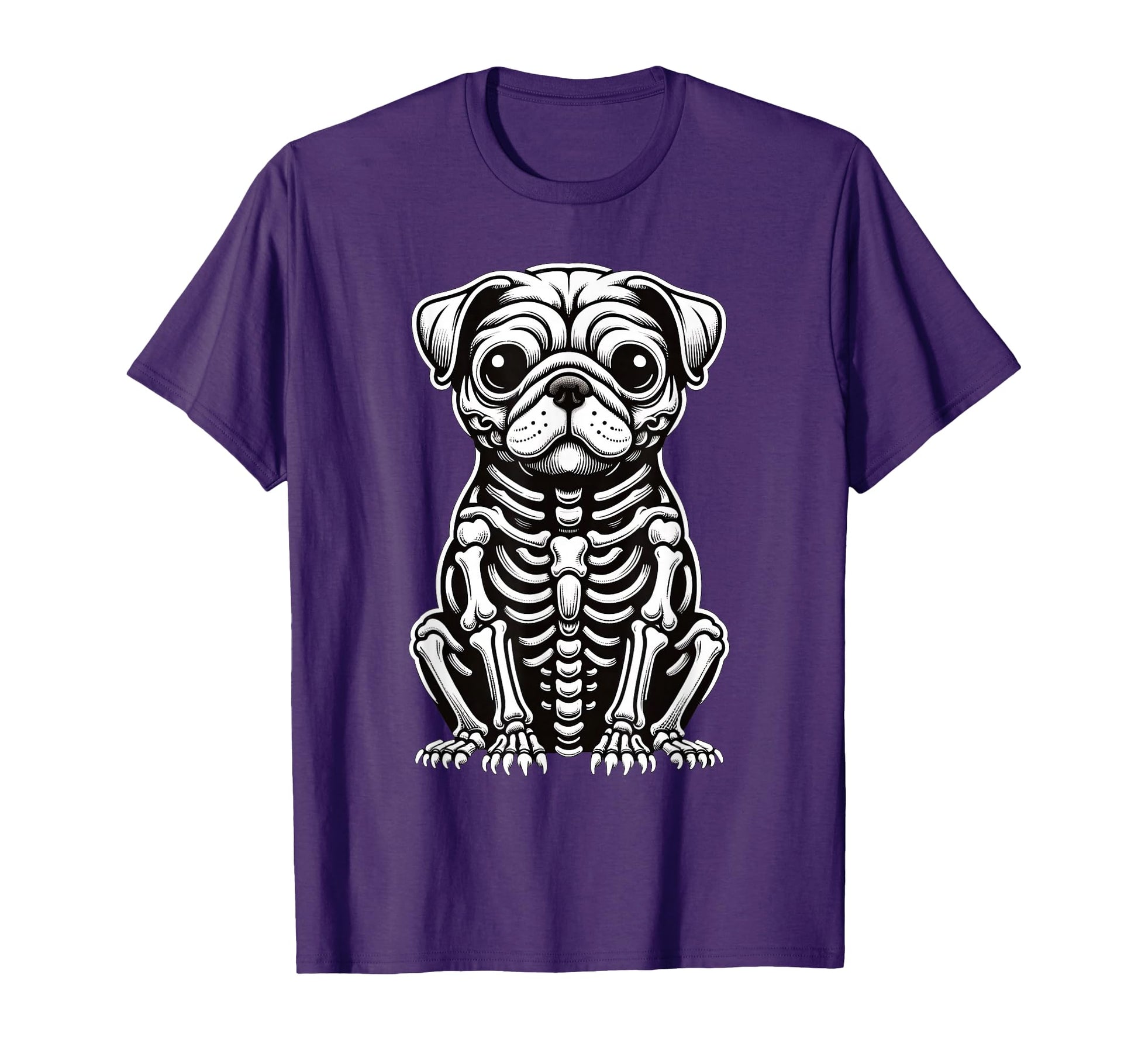 Dog Pug Skeleton Halloween Costume T-Shirt - Trendy Graphic for Adults - T-Shirt, Sweatshirt, Hoodie