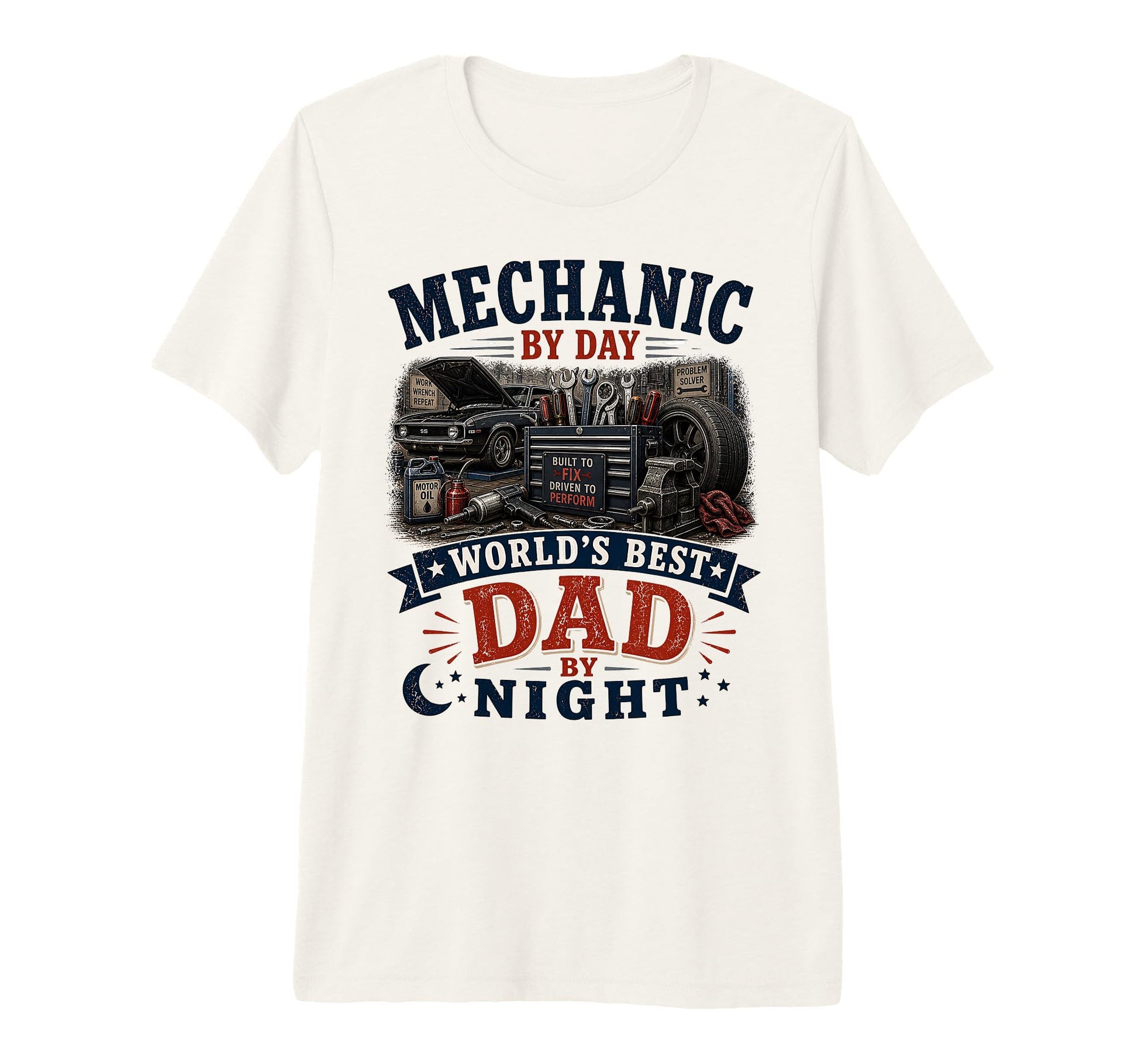 Mens Mechanic Day Worlds Best Dad Night T-Shirt - Novelty Apparel Unisex - T-Shirt, Sweatshirt, Hoodie