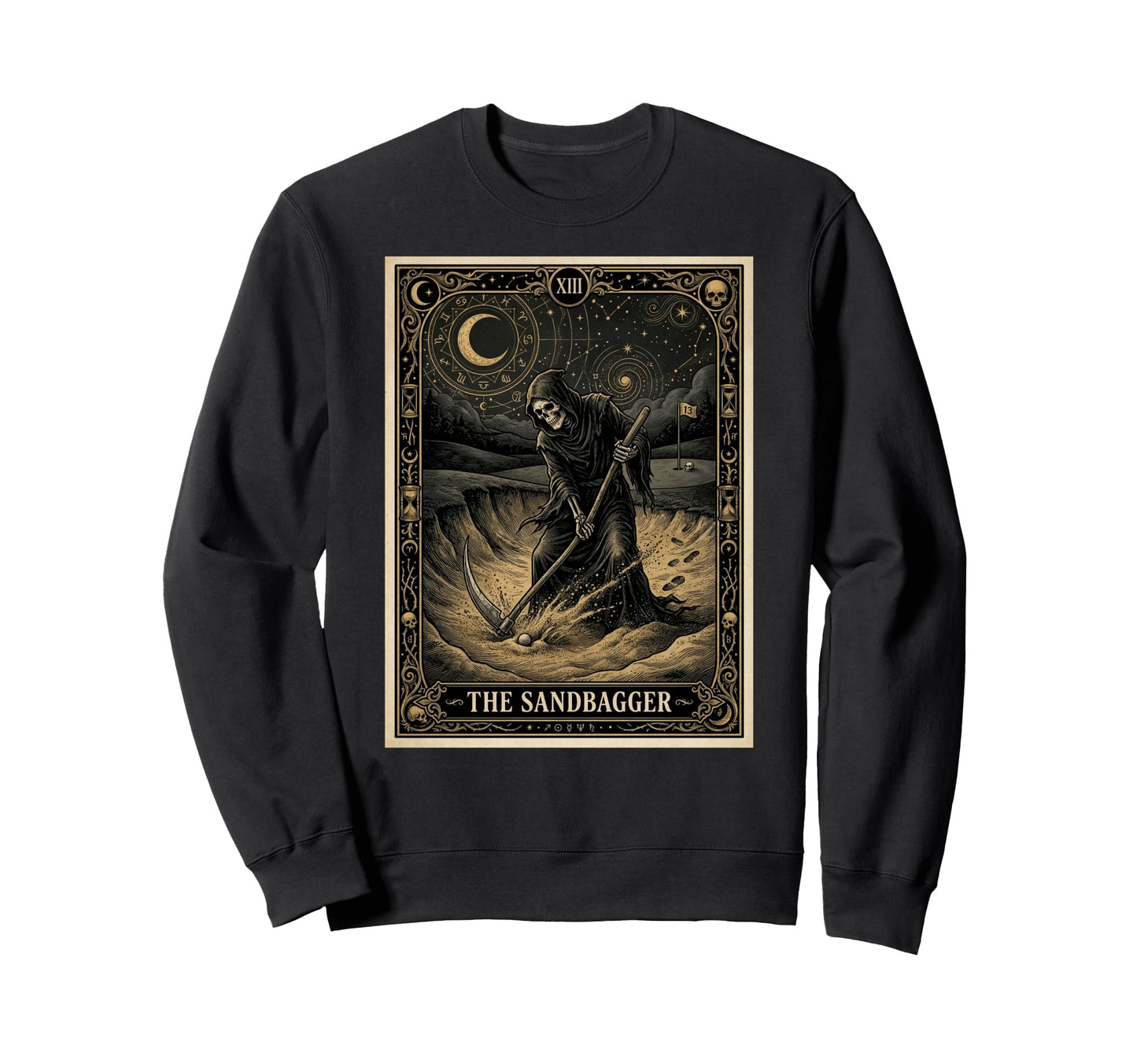 Funny Golf Sandbagger Tarot Card Sweatshirt - Minimalist Print for Adults - T-Shirt, Sweatshirt, Hoodie