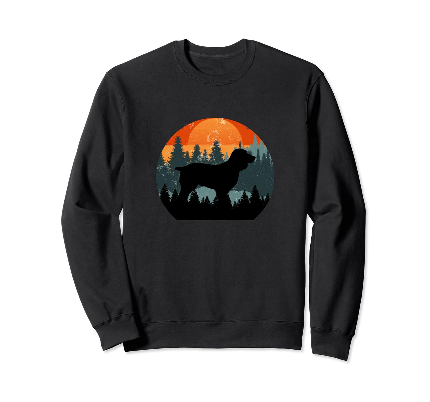 Boykin Dog Sunset Distressed Hiking Sweatshirt - Novelty Apparel for Adults - T-Shirt, Sweatshirt, Hoodie